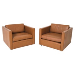 Midcentury Modern Caramel Club Chairs by Charles Pfister for Knoll - A Pair