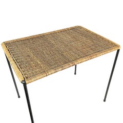 Mid-Century Modern Carl Auböck Wicker Top Coffee Table, 1950s, Austria