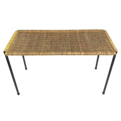 Midcentury Modern Carl Auböck Wicker Top Side Table, Austria, 1950s