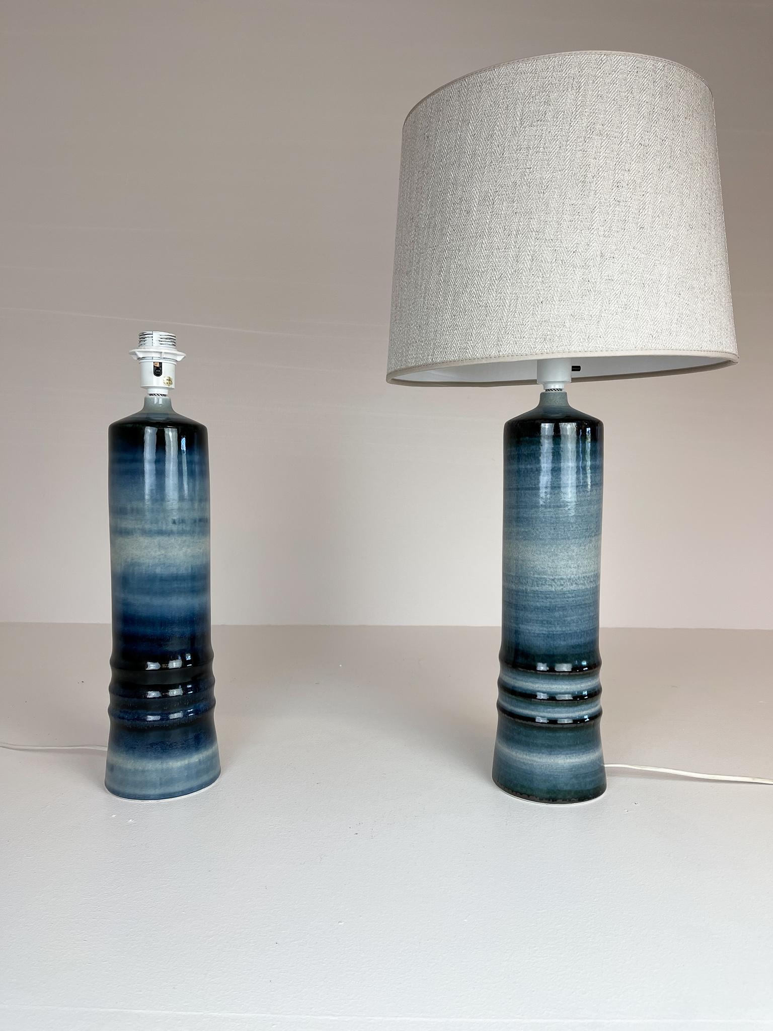 Mid-Century Modern Ceramic Pair of Table Lamps Rörstrand Olle Alberius Sweden 6