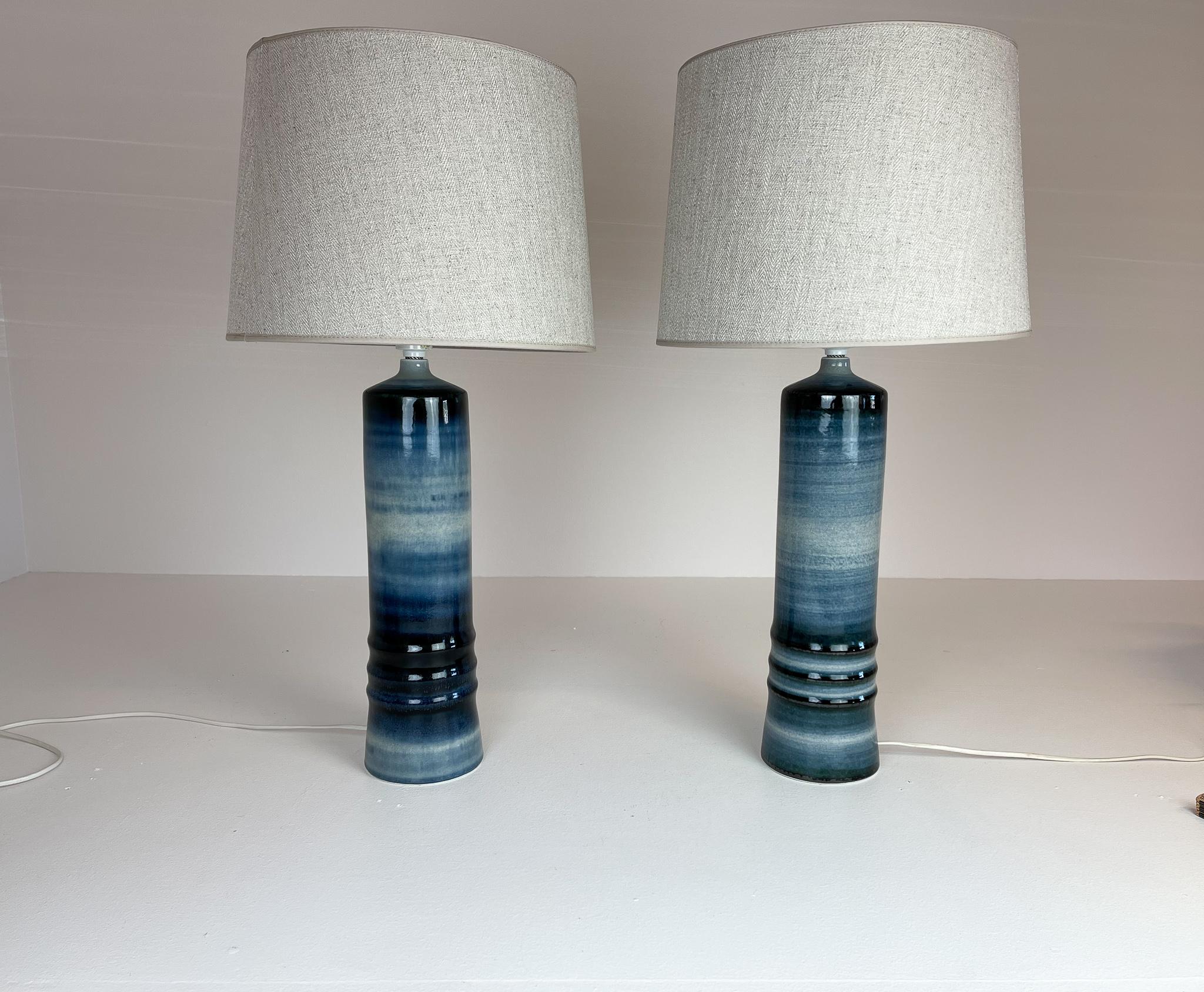 Scandinavian Modern Mid-Century Modern Ceramic Pair of Table Lamps Rörstrand Olle Alberius Sweden