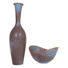 Midcentury Modern Ceramic Vase and Bowl Gunnar Nylund Rörstrand, Sweden, 1950s