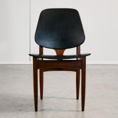 Midcentury Modern Chair by Elliots of Newbury in Black Leather and Teak, 1960s
