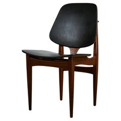 Midcentury Modern Chair by Elliots of Newbury in Black Leather and Teak, 1960s