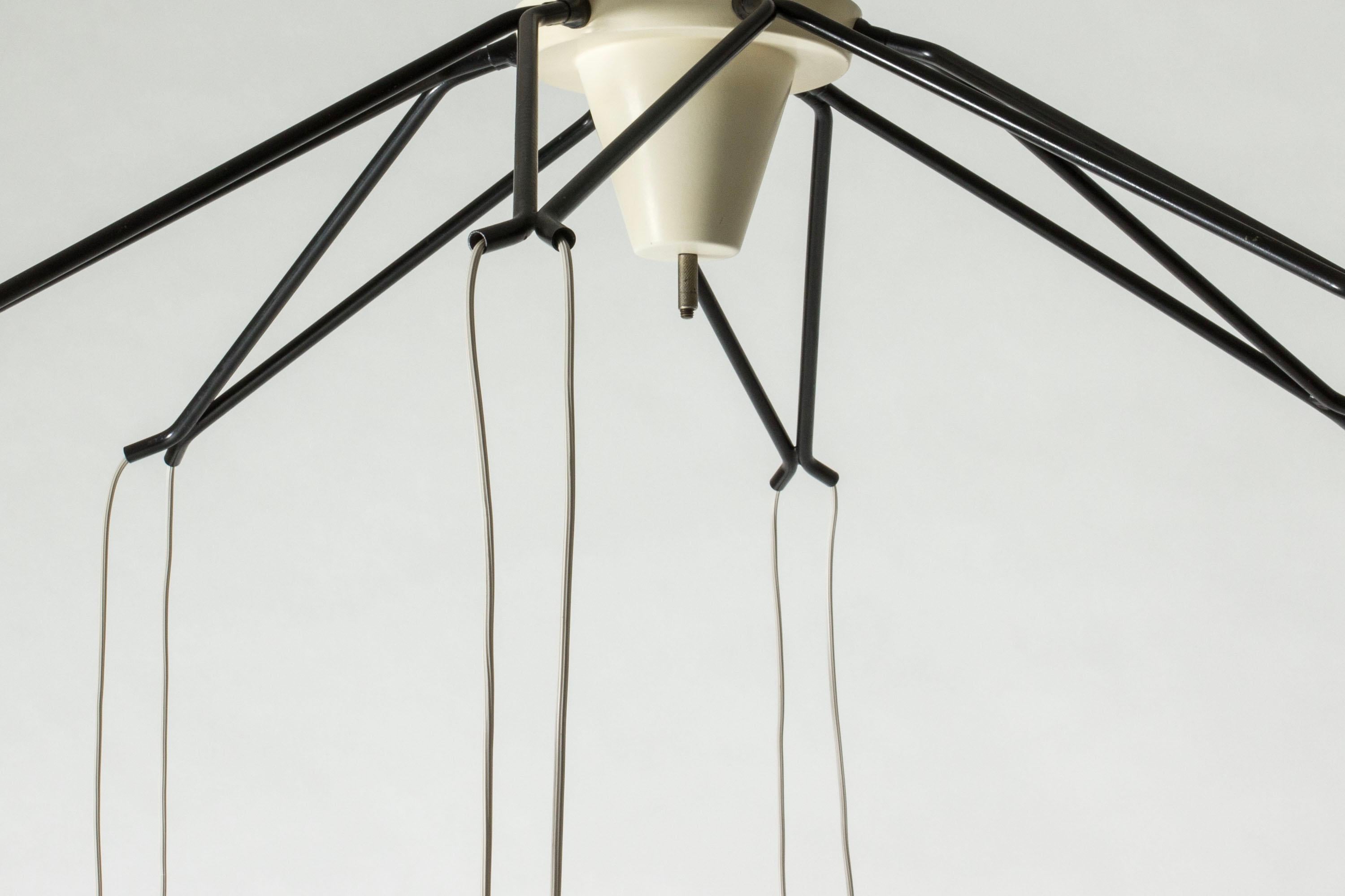 Brass Midcentury Modern Chandelier from ASEA, Sweden, 1950s For Sale