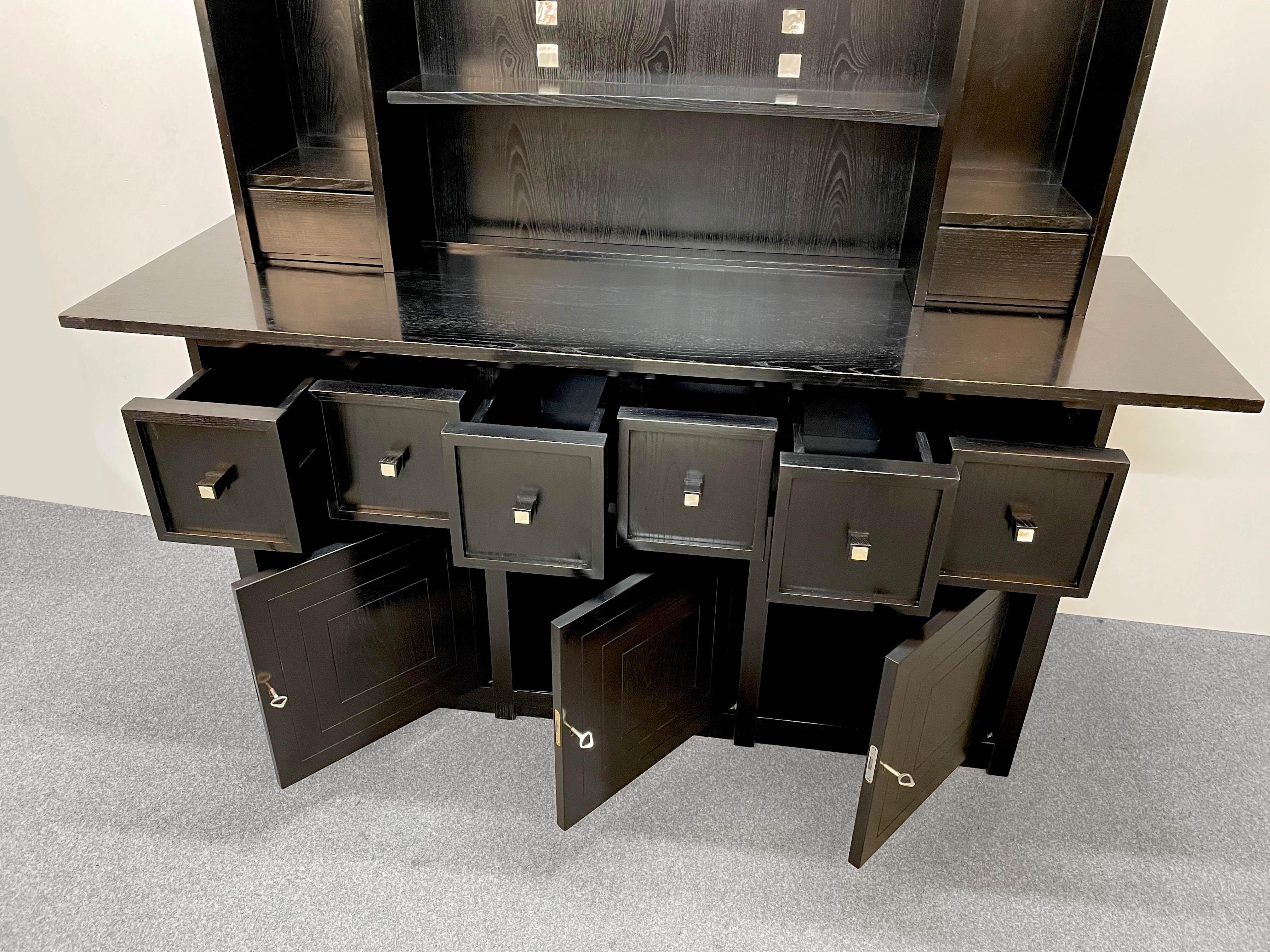 Late 20th Century Midcentury Modern Charles Rennie Mackintosh Black Lacquered Ash Sideboard, 1980s