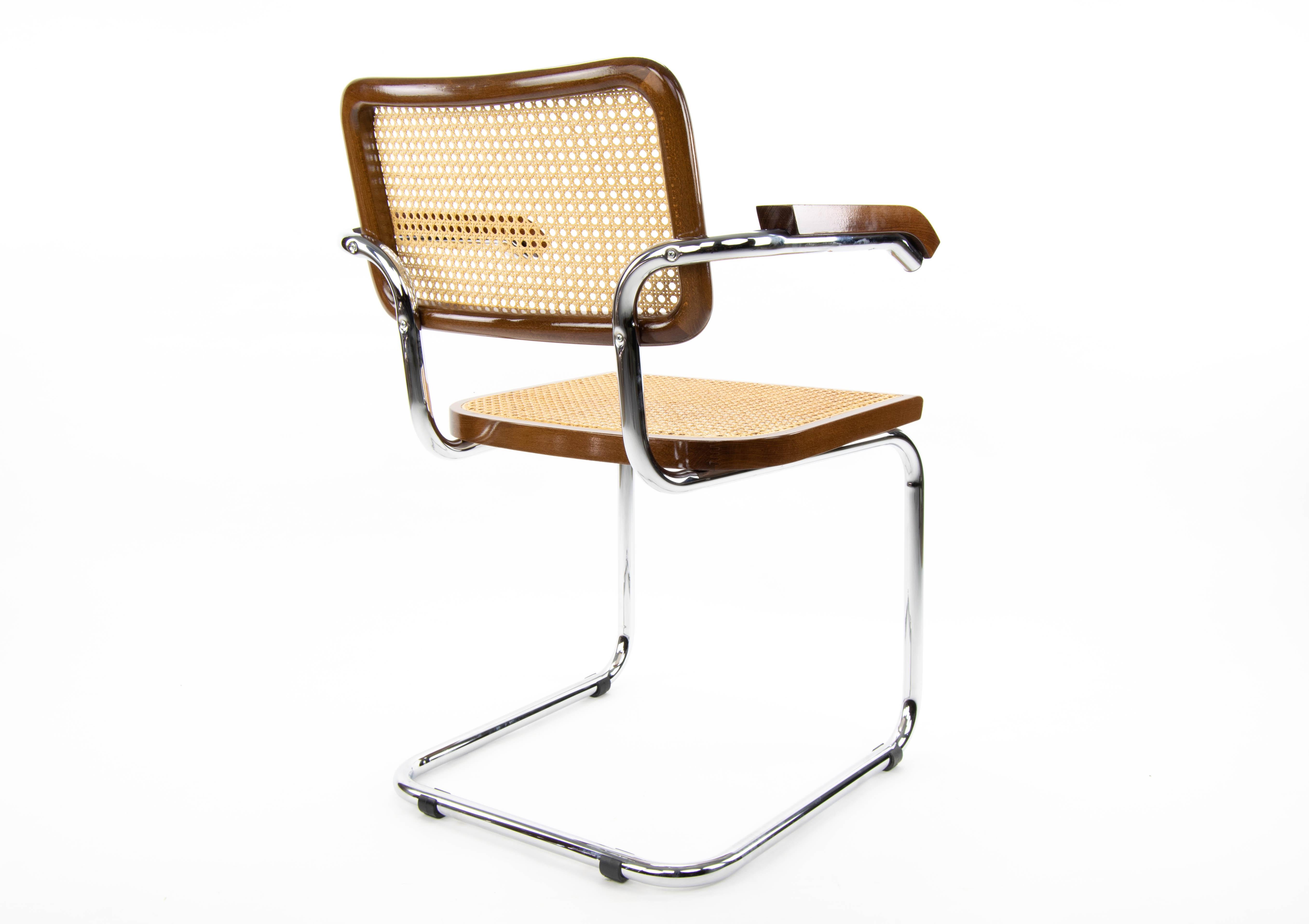 Mid-Century Modern Chrome and Walnut Chairs by Marcel Breuer, Italy, 1970s 7