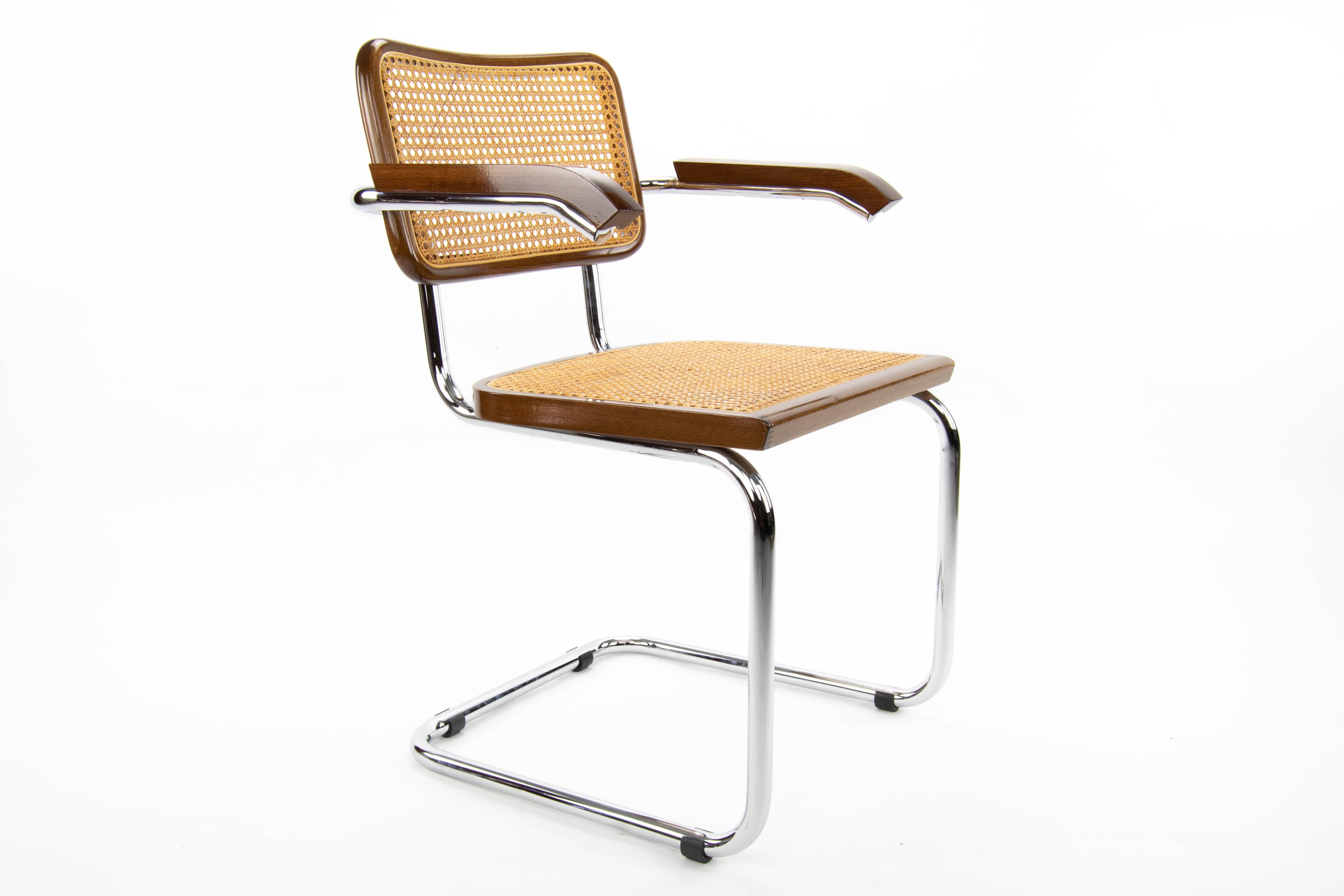 Mid-Century Modern Chrome and Walnut Chairs by Marcel Breuer, Italy, 1970s 10