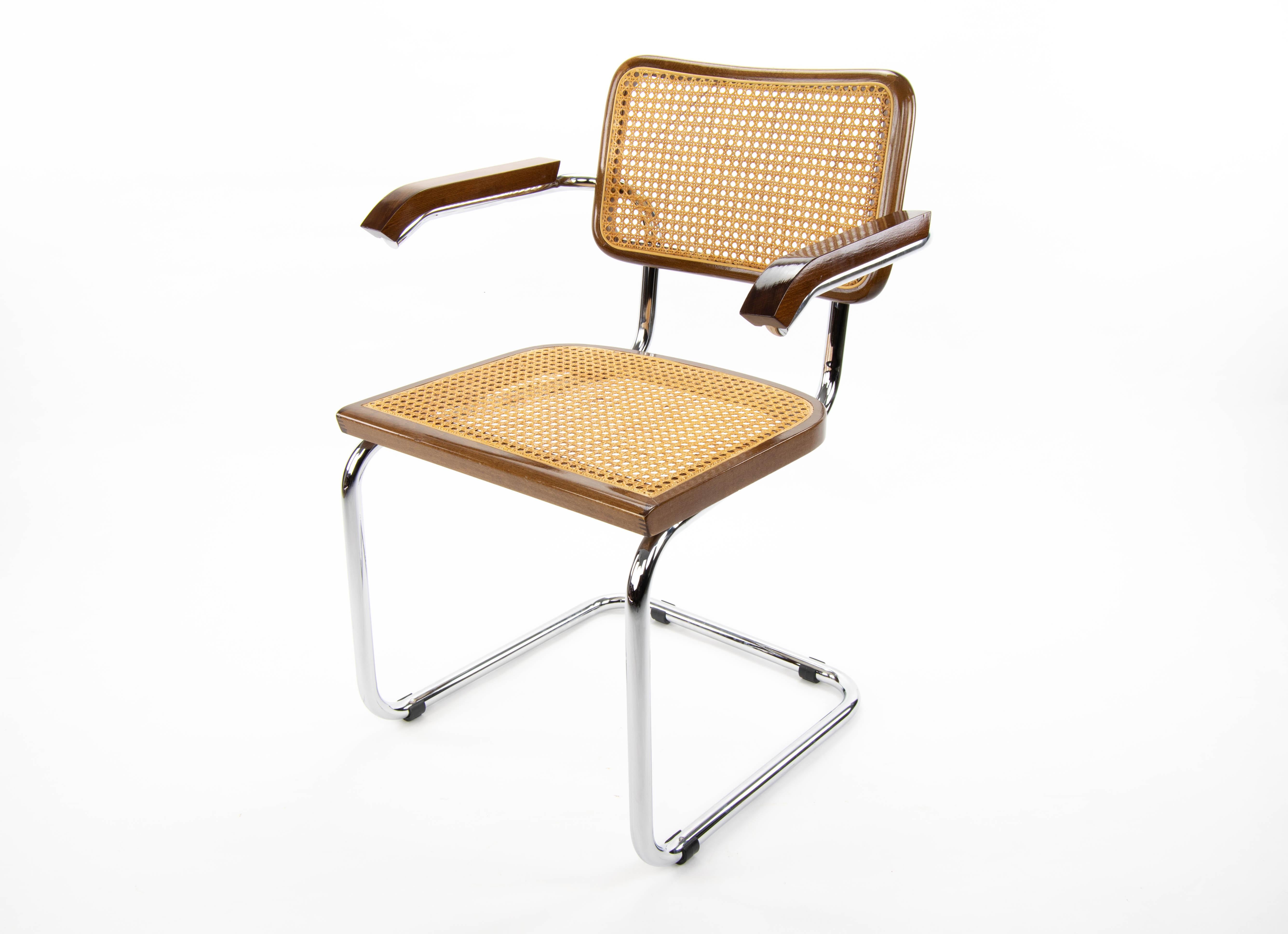 Mid-Century Modern Chrome and Walnut Chairs by Marcel Breuer, Italy, 1970s 1