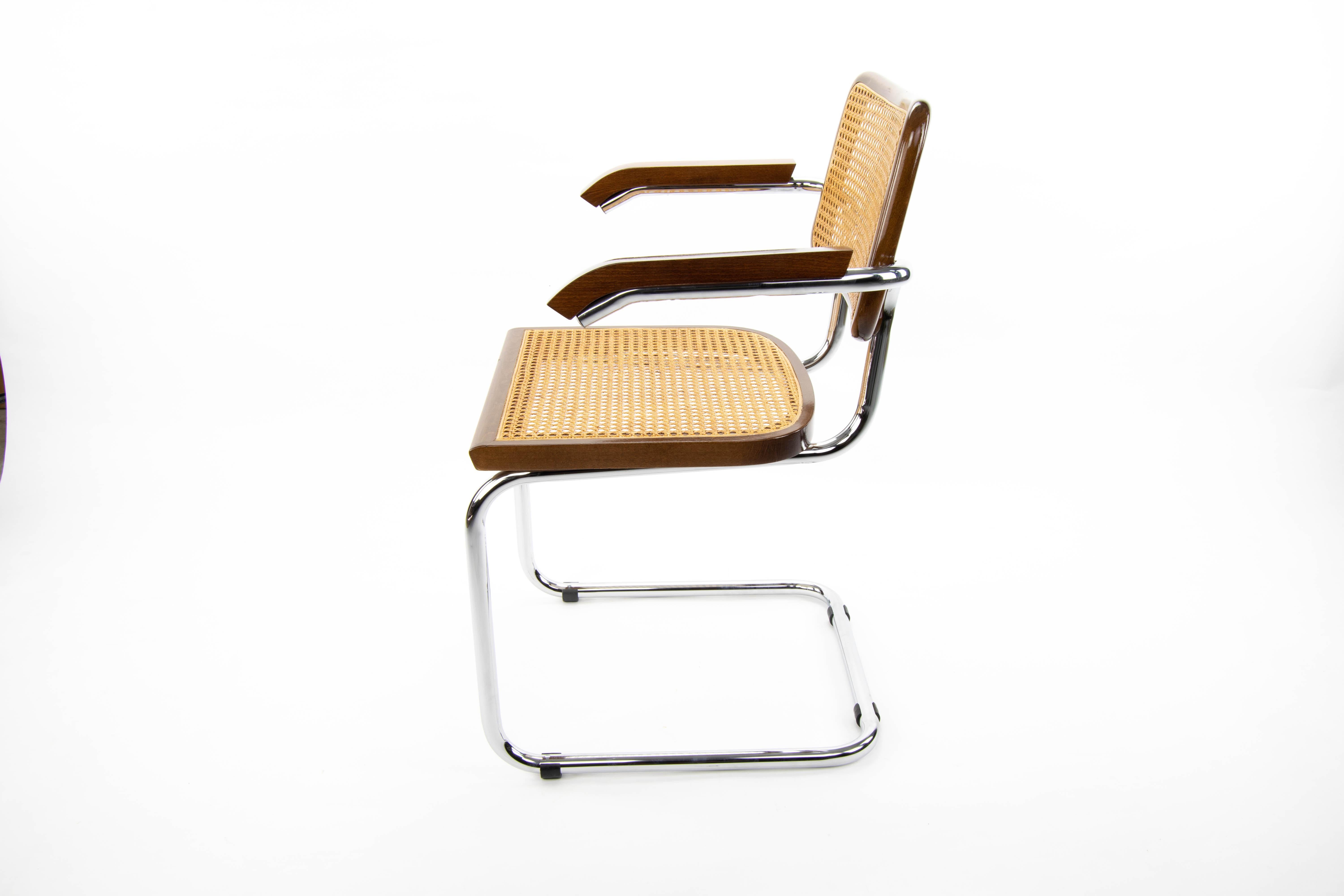 Mid-Century Modern Chrome and Walnut Chairs by Marcel Breuer, Italy, 1970s 2