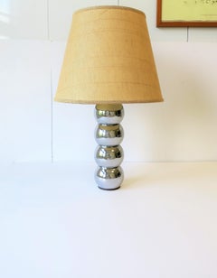 1970s Modern Stacked Chrome Ball Desk or Table Lamp Small