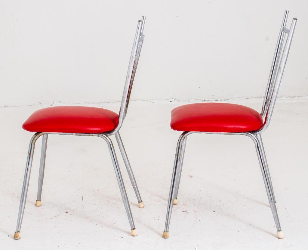Midcentury Modern Chrome Breakfast Chairs, Pr In Good Condition For Sale In New York, NY