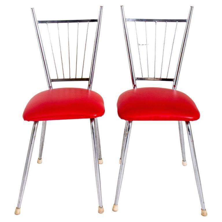 Midcentury Modern Chrome Breakfast Chairs, Pr For Sale 5