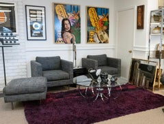 Table basse moderne du milieu du siècle dernier en chrome et verre dans le style de Milo Baughman