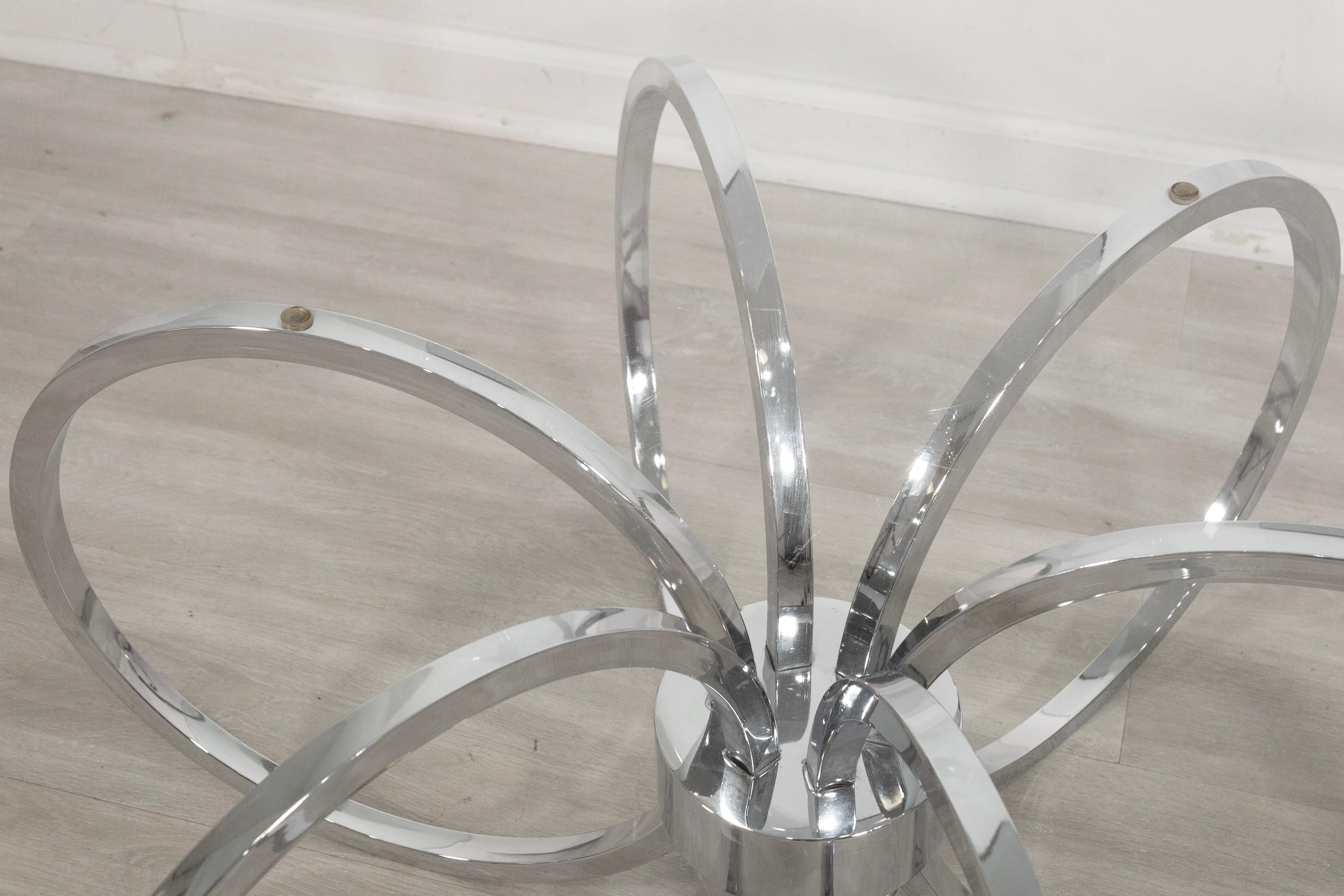 MidCentury Modern Chrome & Glass Coffee Table In The Style Of Milo Baughman In Good Condition For Sale In Keego Harbor, MI