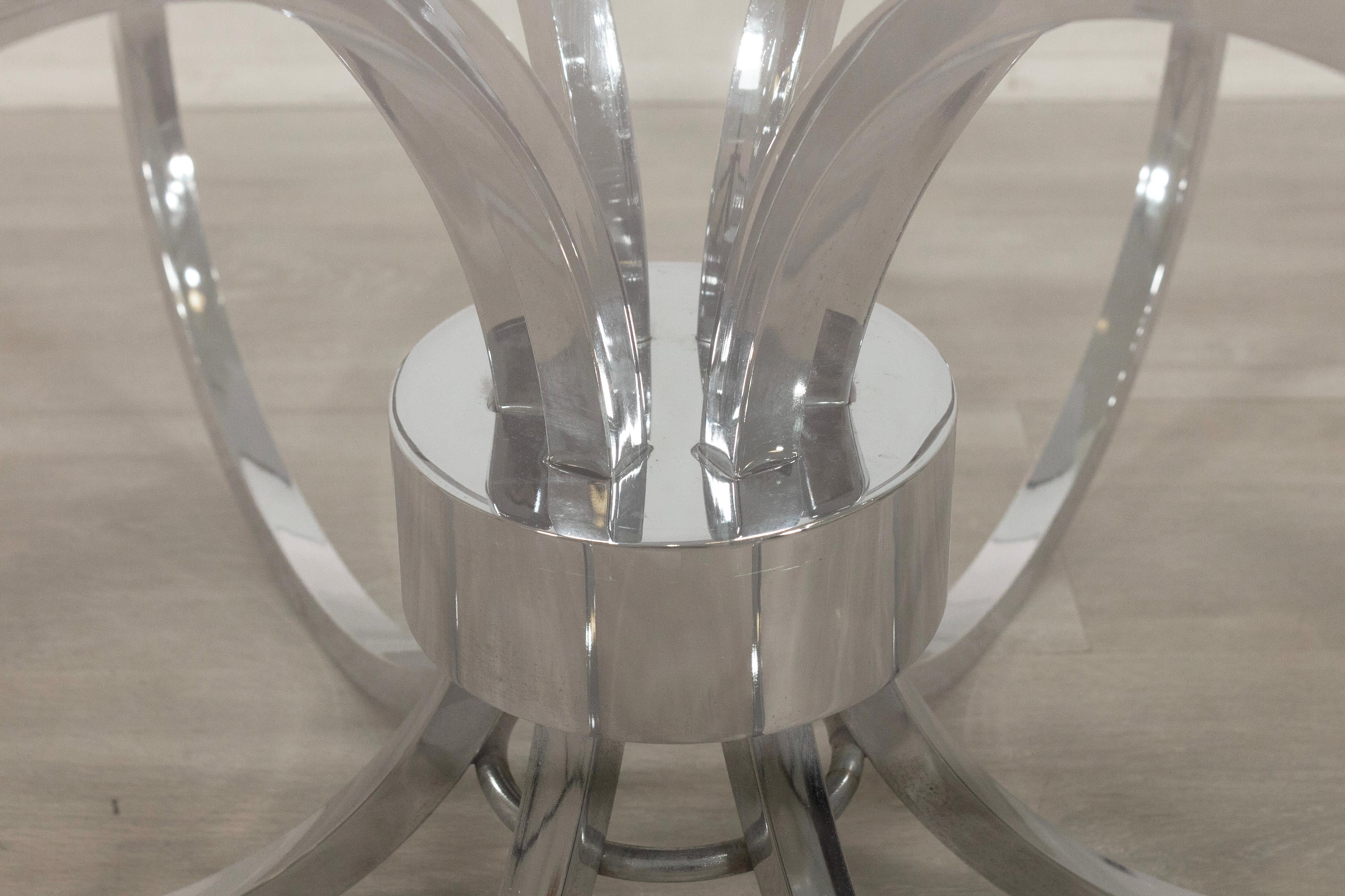 Metal MidCentury Modern Chrome & Glass Coffee Table In The Style Of Milo Baughman For Sale