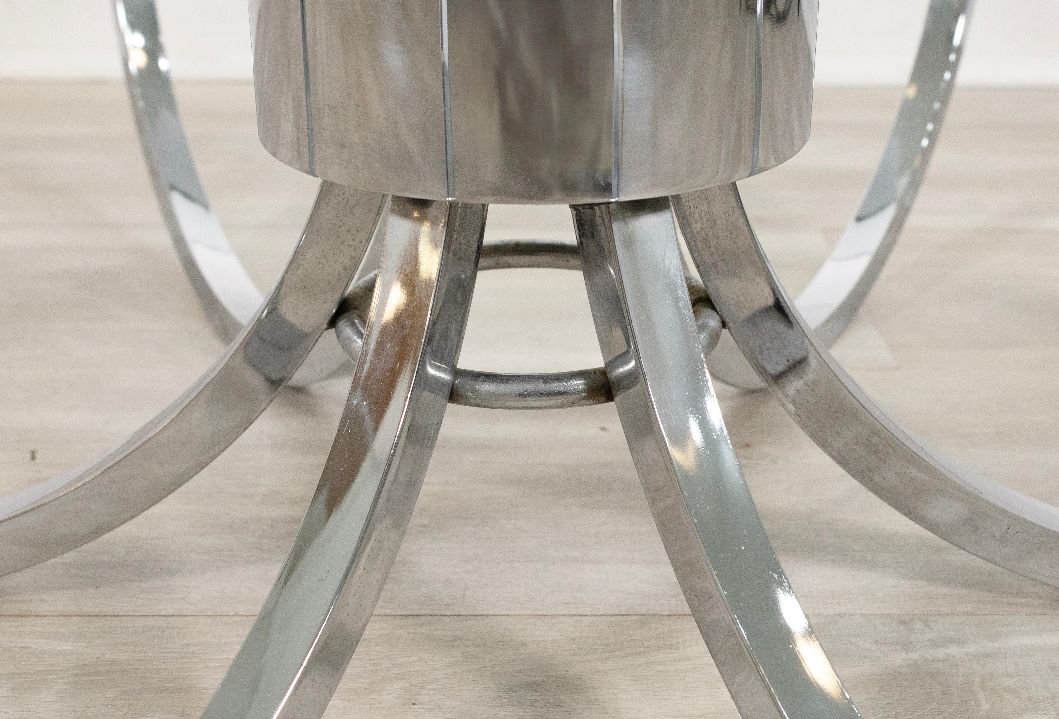 MidCentury Modern Chrome & Glass Coffee Table In The Style Of Milo Baughman For Sale 1