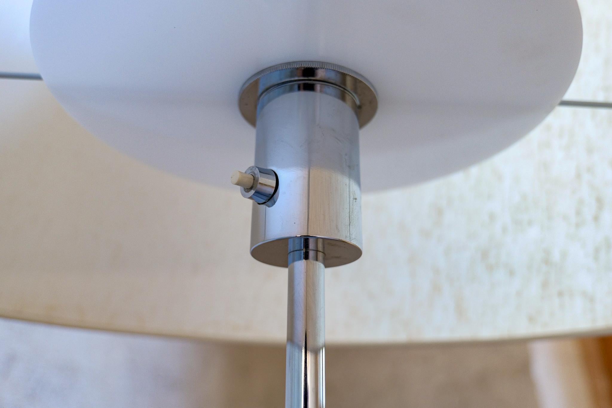 Midcentury Modern Chrome Leather Floor Lamp Atelje Lyktan, Sweden For Sale 4