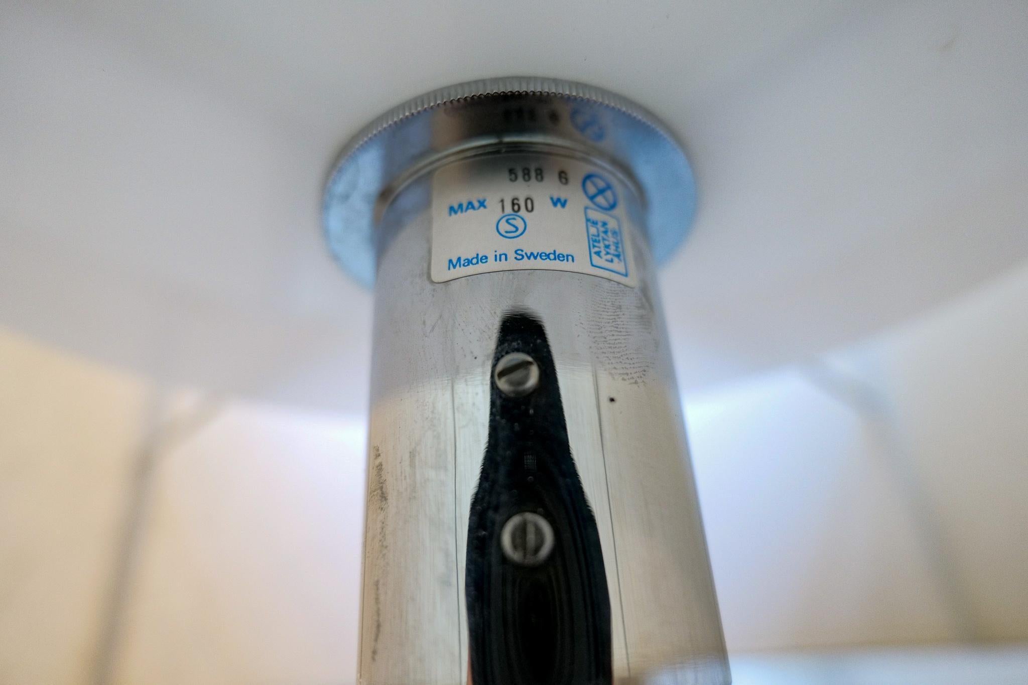 Midcentury Modern Chrome Leather Floor Lamp Atelje Lyktan, Sweden For Sale 5