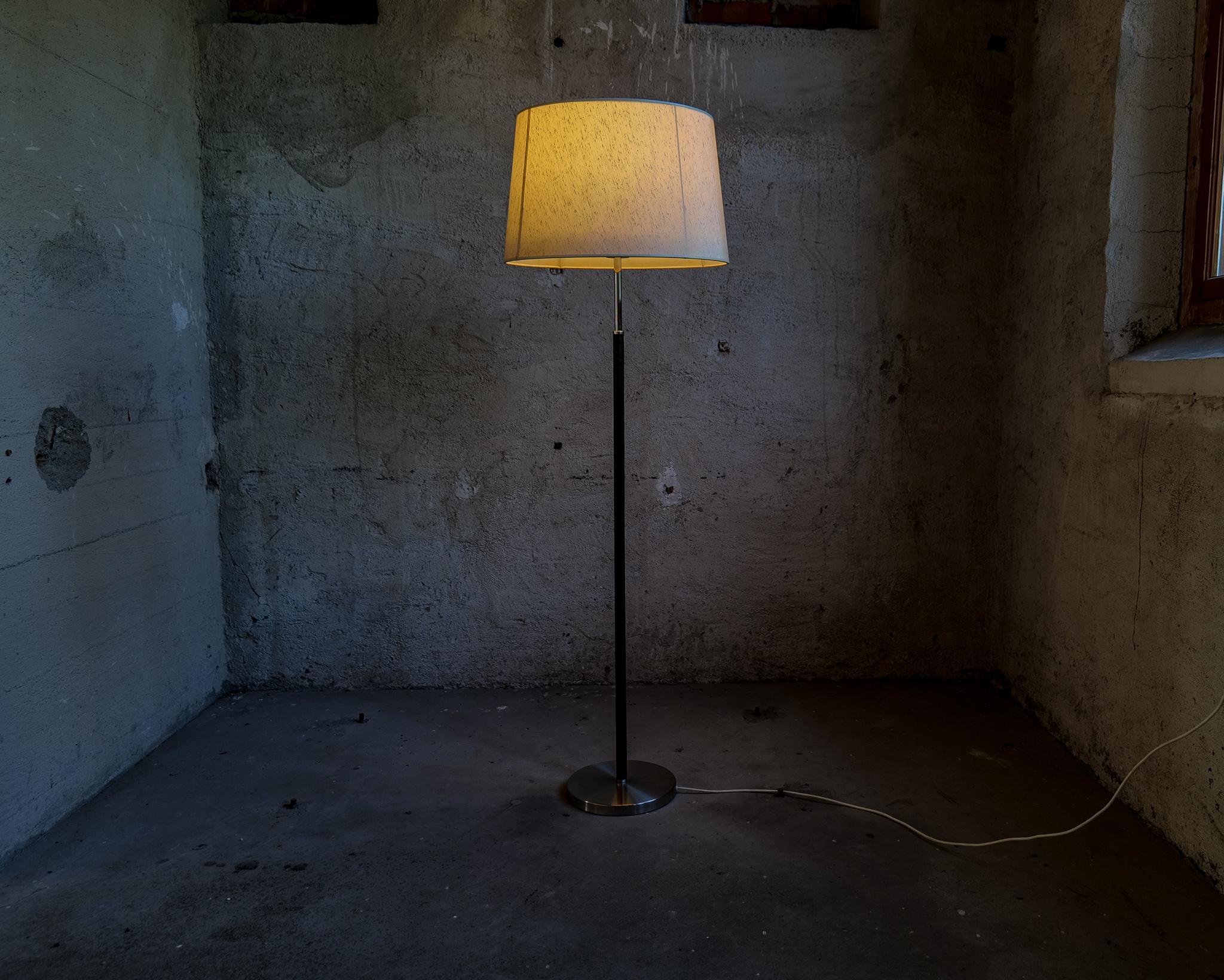 Midcentury Modern Chrome Leather Floor Lamp Atelje Lyktan, Sweden For Sale 6