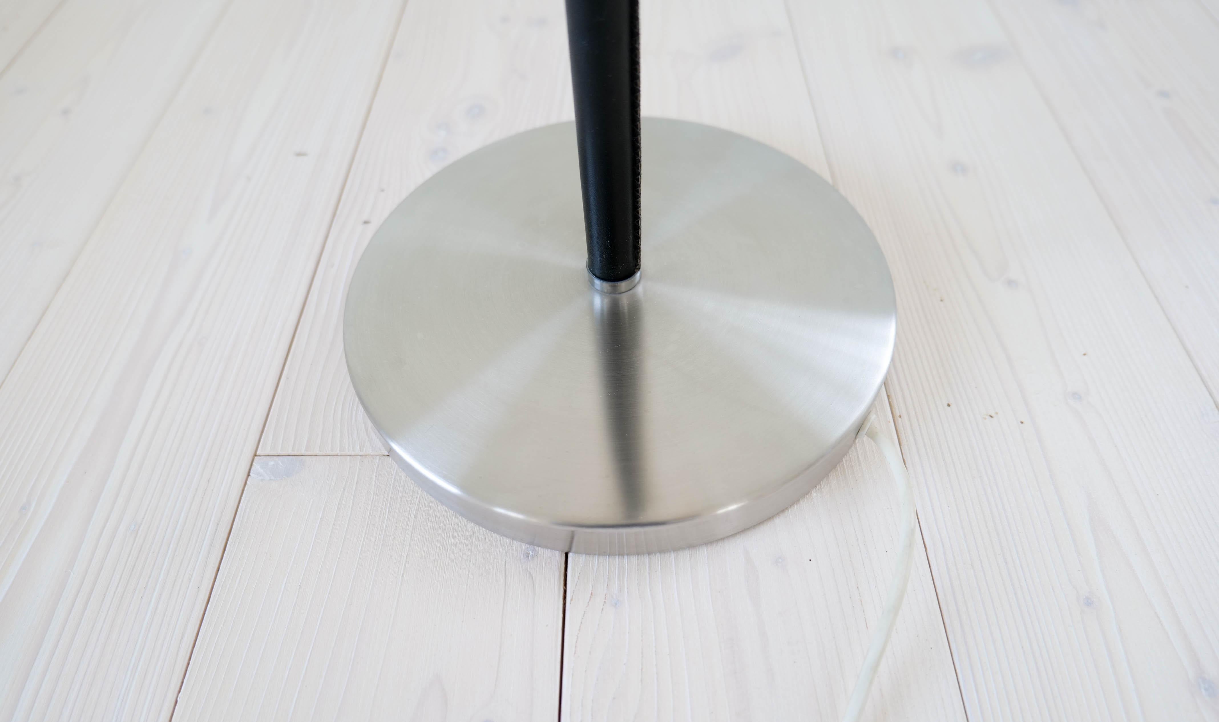 Midcentury Modern Chrome Leather Floor Lamp Atelje Lyktan, Sweden For Sale 7