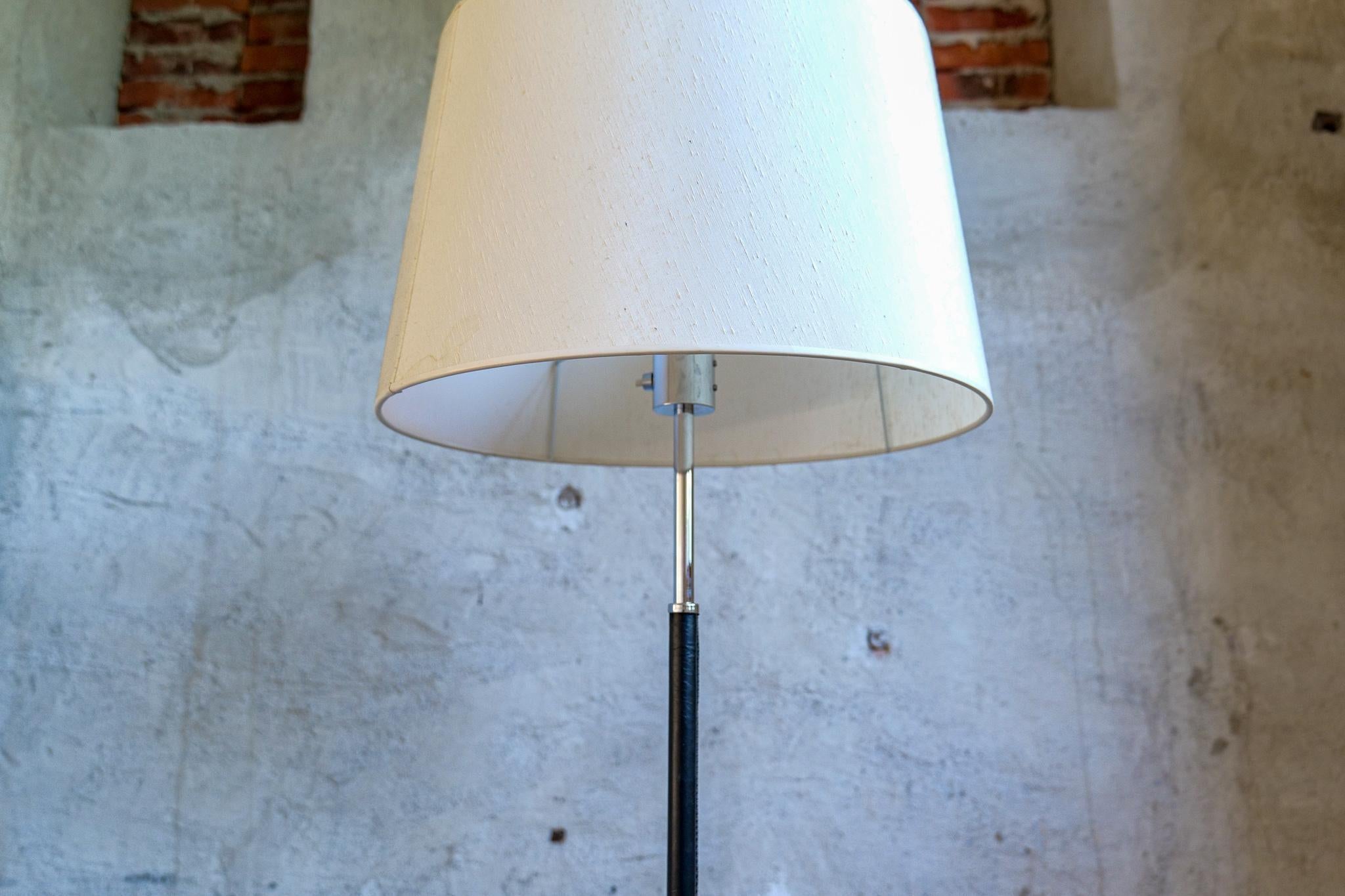 Midcentury Modern Chrome Leather Floor Lamp Atelje Lyktan, Sweden For Sale 2