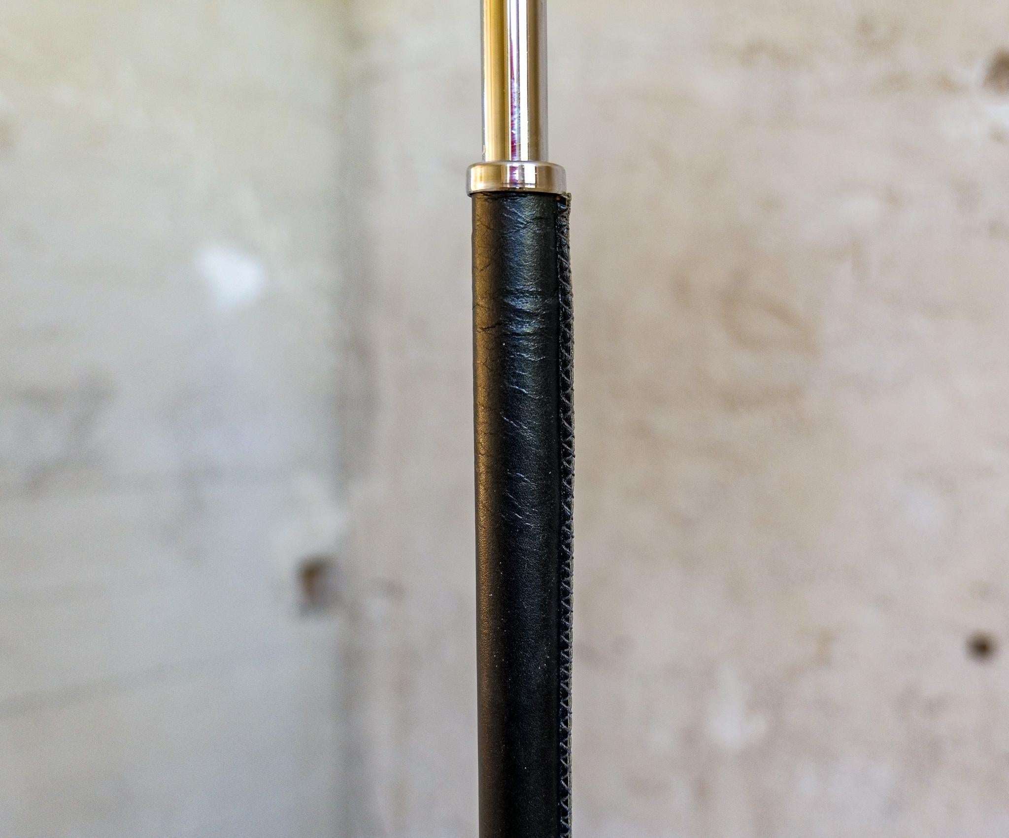 Midcentury Modern Chrome Leather Floor Lamp Atelje Lyktan, Sweden For Sale 3