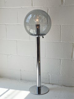 Midcentury Modern Chrome Tubular and Art Glass Globe Lamp Lighting