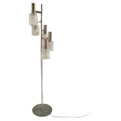 Lámpara de pie cromada moderna de mediados de siglo con globos de cristal, Italia Años 60