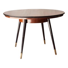 Midcentury Modern Circular Rosewood Italian Dining Table Italy, 1950 Midcentury Modern Circular Rosewood Italian Dining Table Italy, 1950