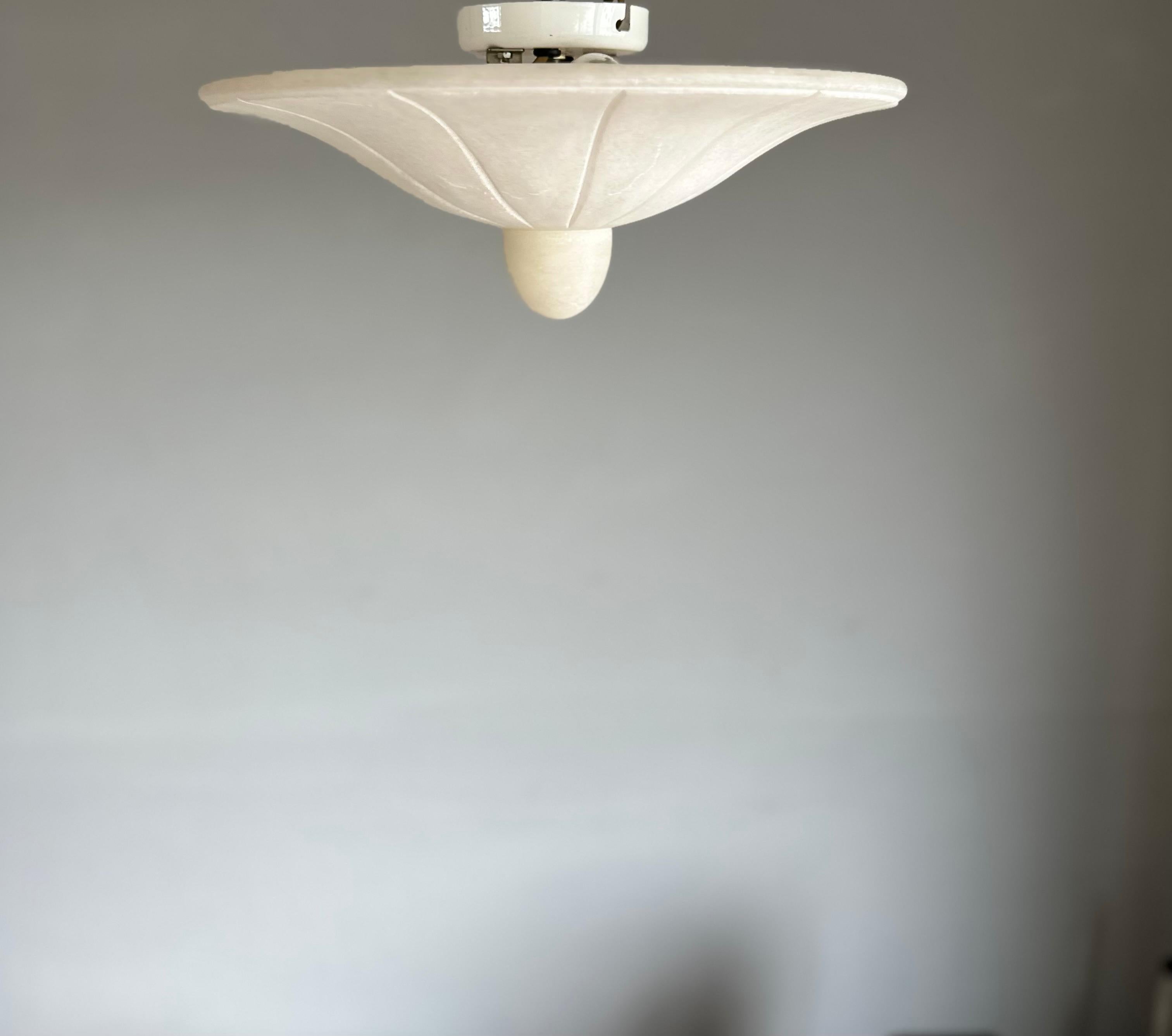 Midcentury Modern Classical Design, Alabaster Flush Mount / Pendant Light For Sale 4