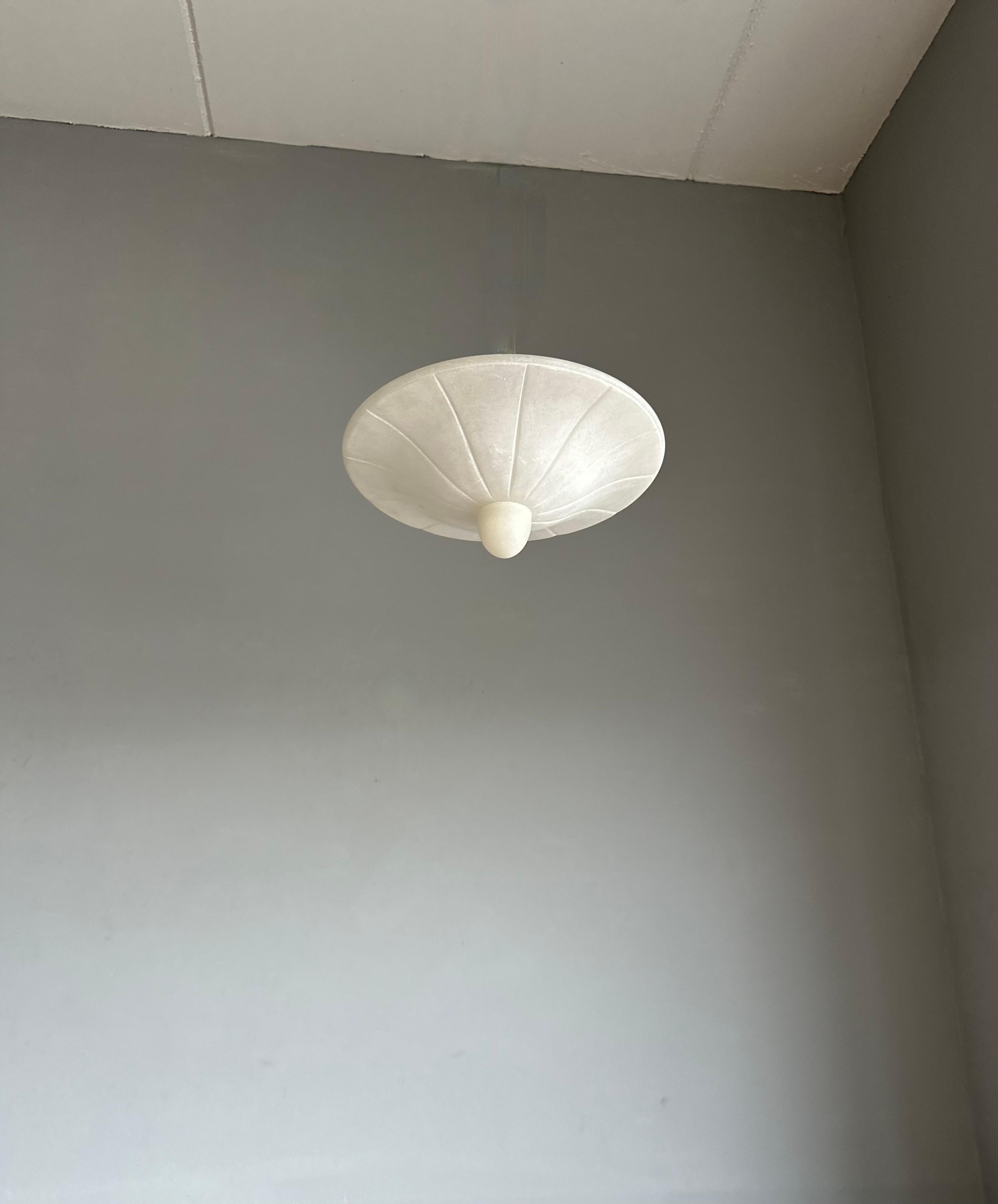 20th Century Midcentury Modern Classical Design, Alabaster Flush Mount / Pendant Light For Sale