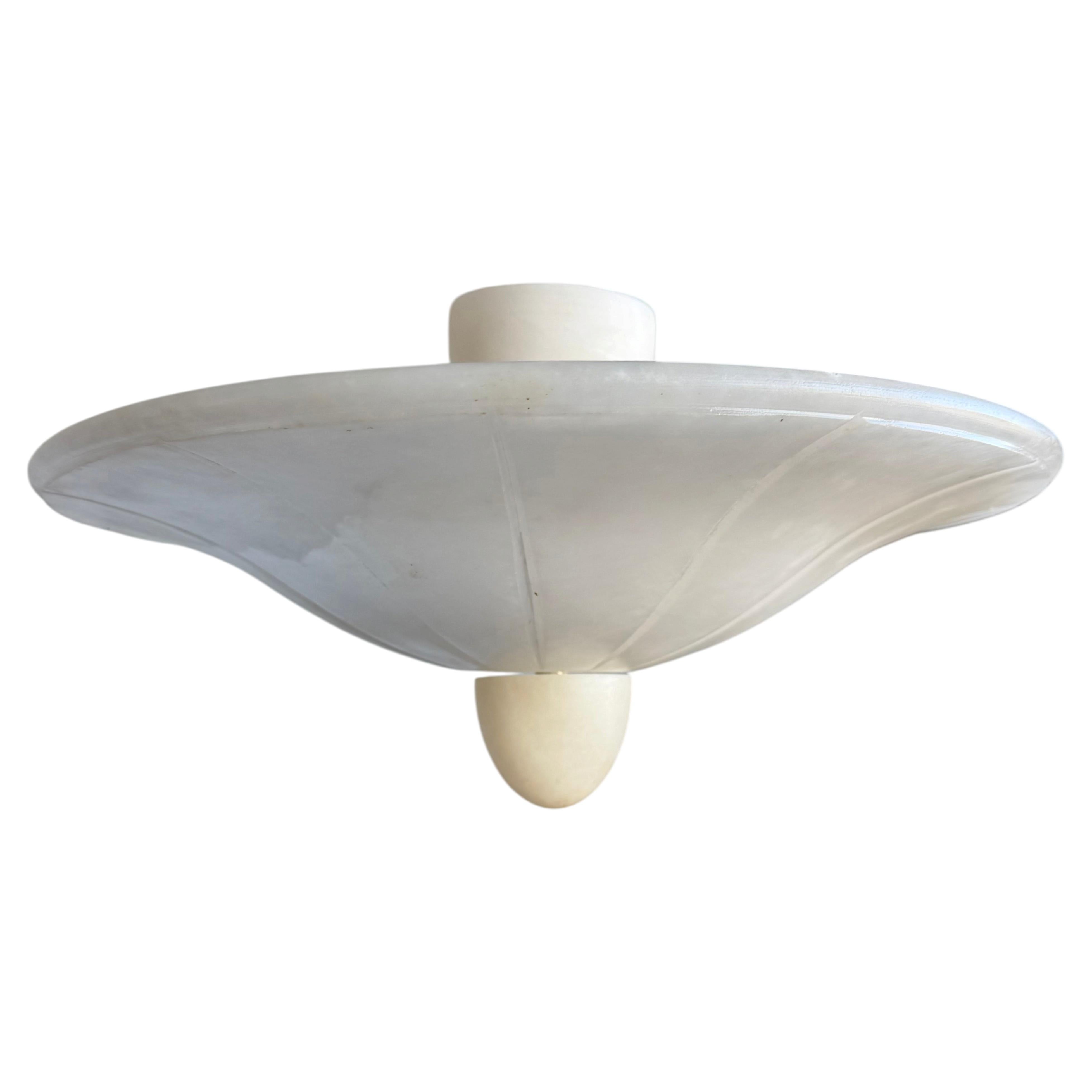 Midcentury Modern Classical Design, Alabaster Flush Mount / Pendant Light For Sale