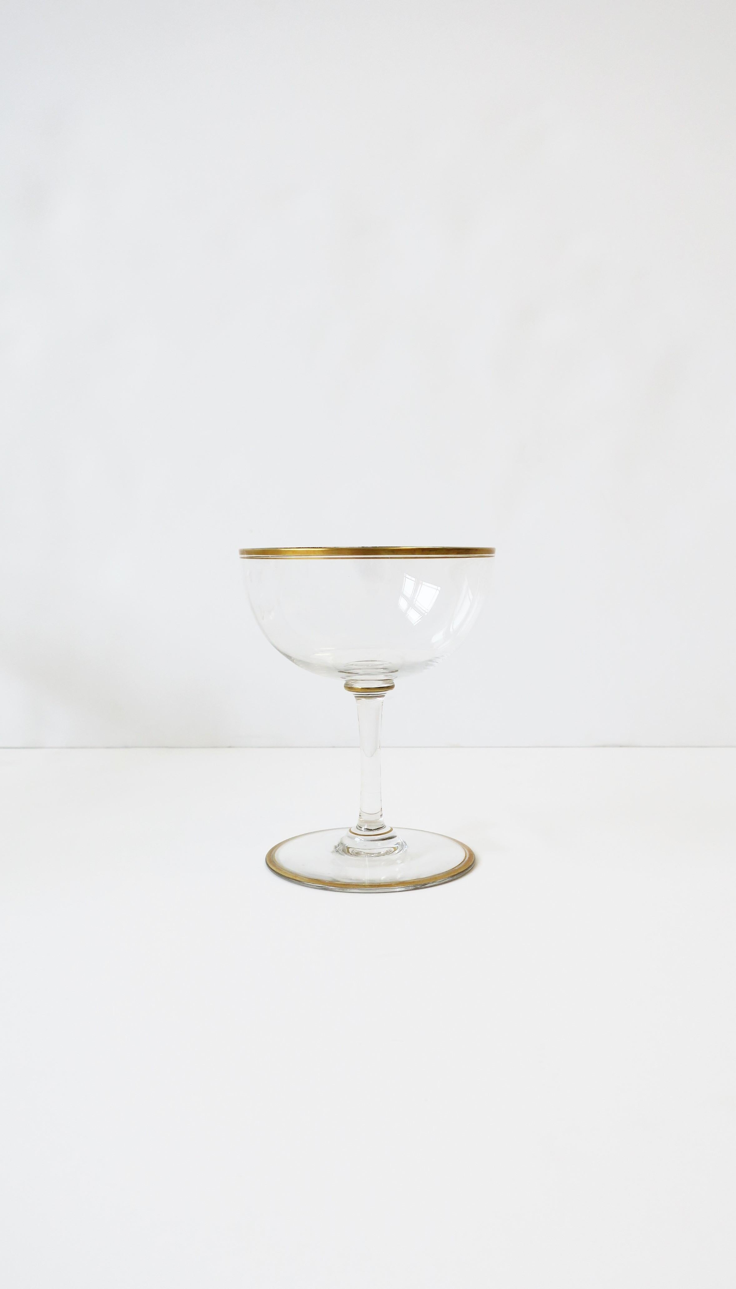 Mid-Century Modern Cocktail or Champagne Glasses Coupes w/Gold Detail, Set of 4 5