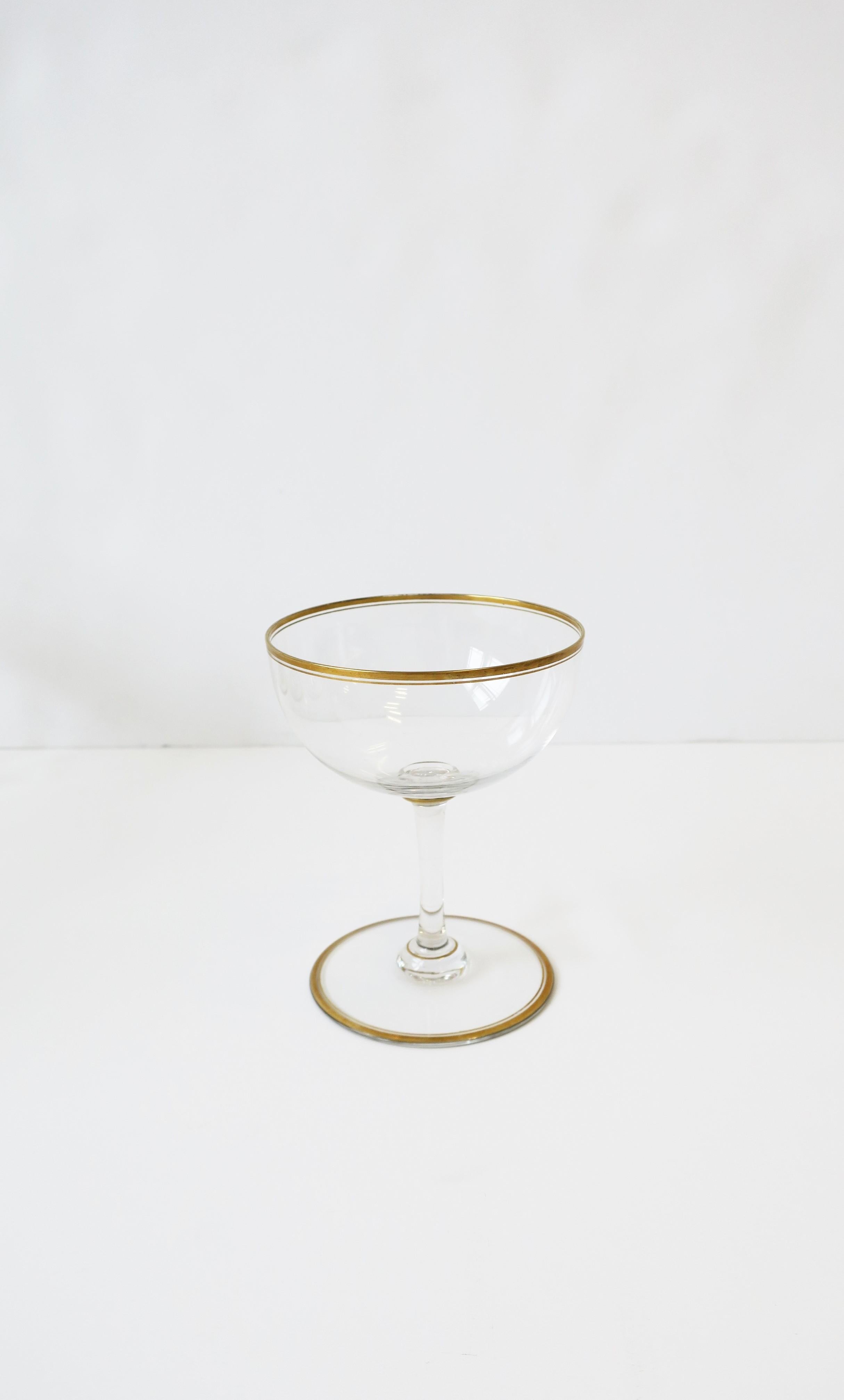 Mid-Century Modern Cocktail or Champagne Glasses Coupes w/Gold Detail, Set of 4 6