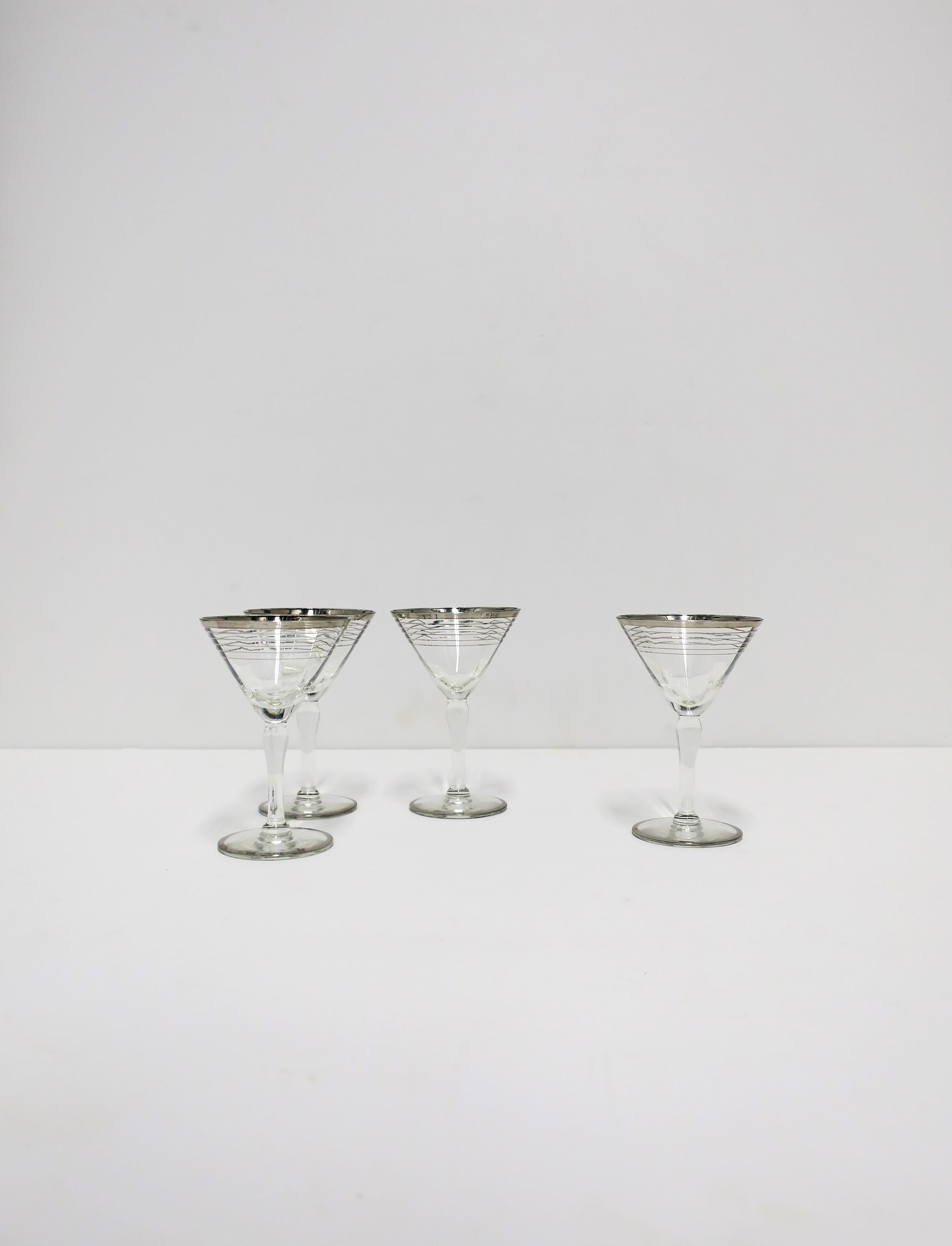 European Mid-Century Modern Cocktail or Martini Glasses, Set of 4