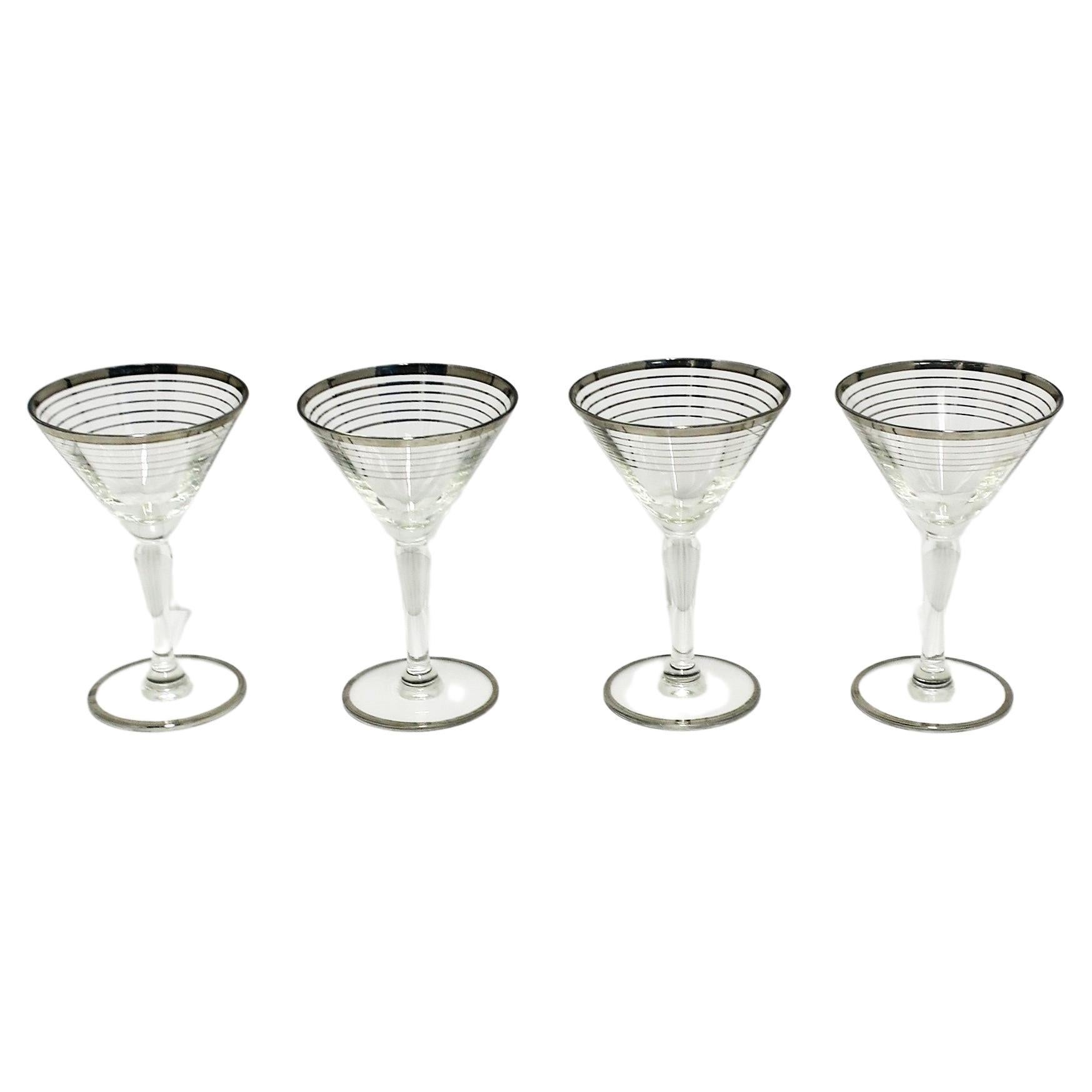 Set of 2 Martini Cocktail Glasses Gold Bubble Base Contemporary Modern New 