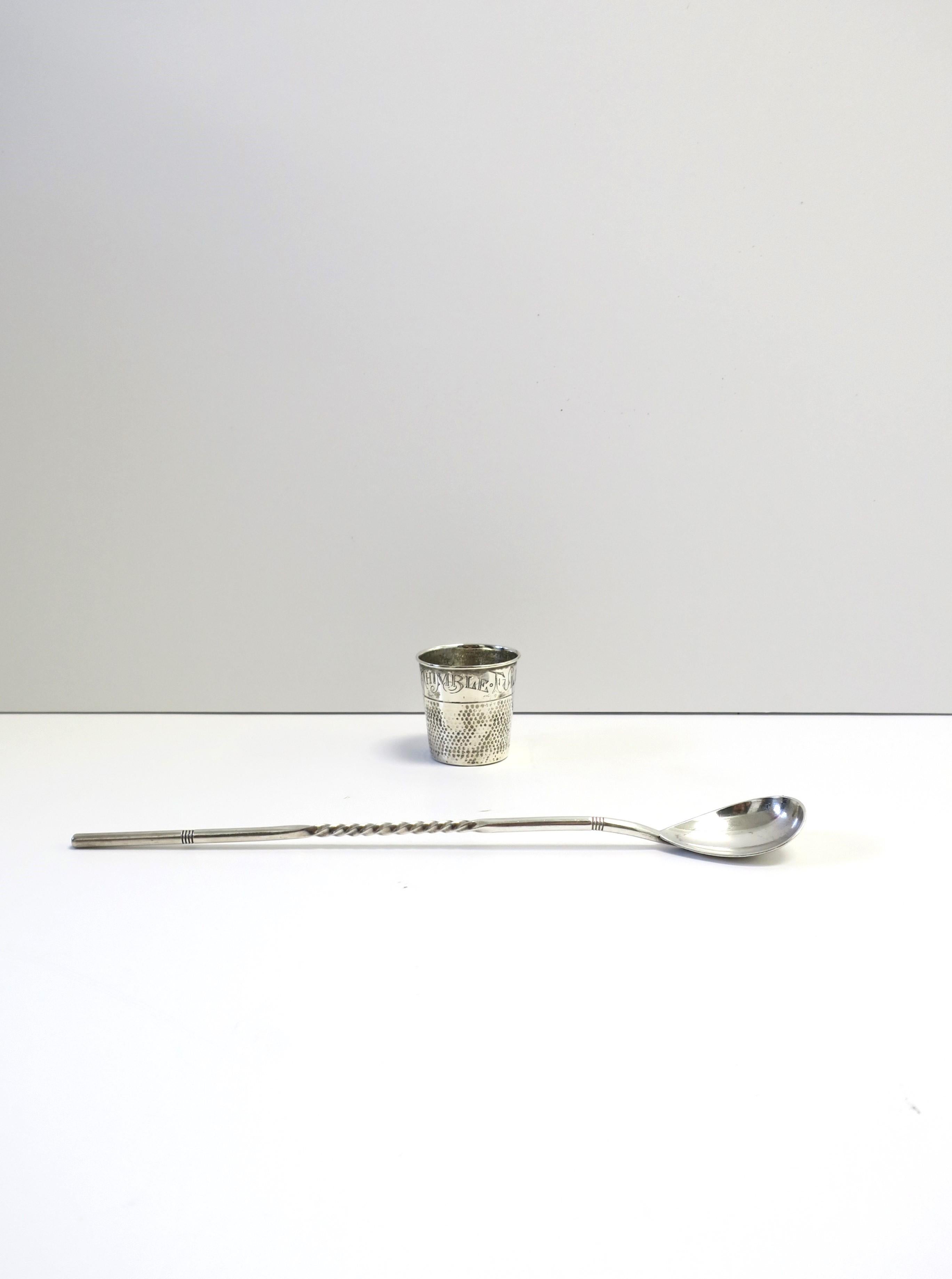 Mid-Century Modern Midcentury Modern Cocktail Spoon Stirrer Silver-Plate by Gorham, 20th c