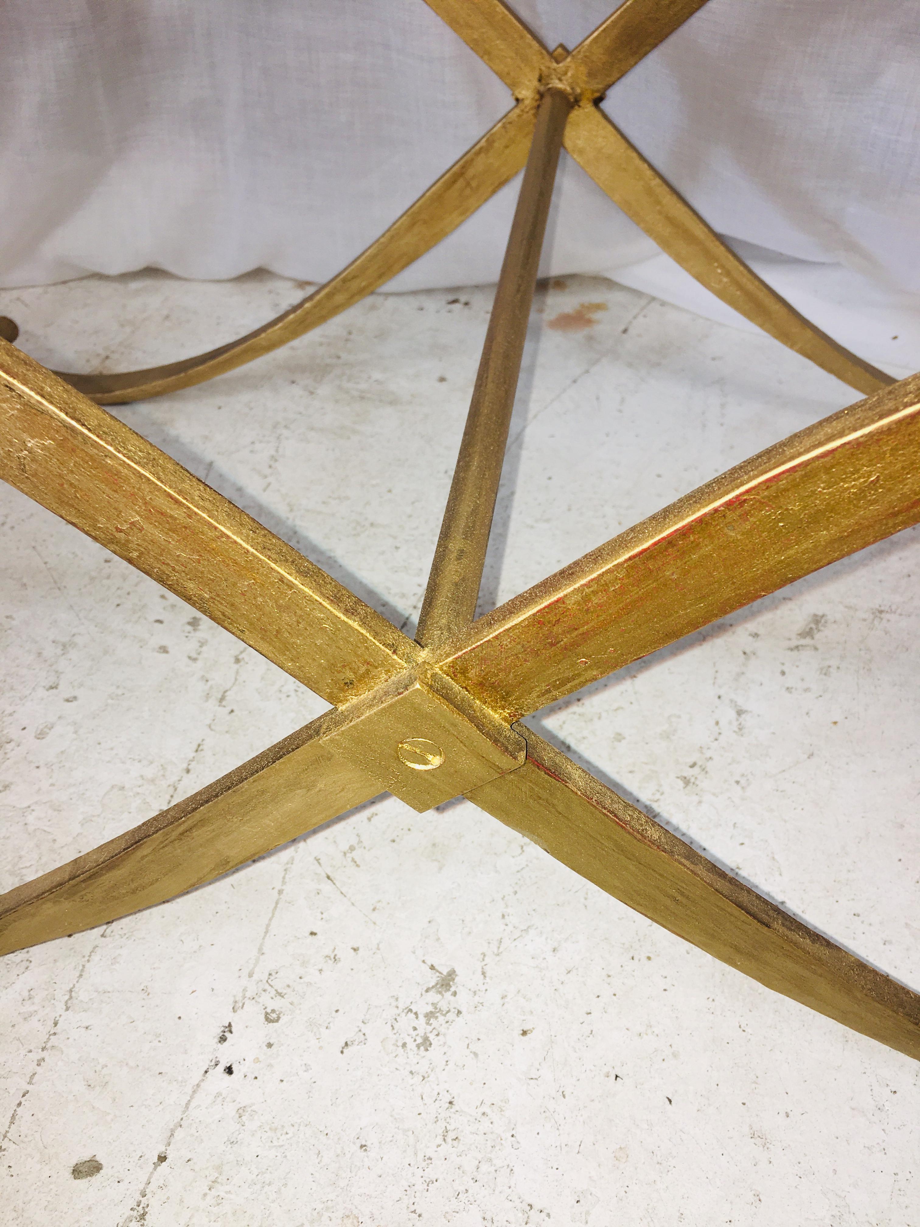 Mid-Century Modern Coffee Table by R. Subes Golden Wrought Iron Glass Top 3