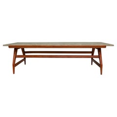 Mid-Century Modern Coffee Table in Hardwood & Marble, G.Scapinelli 1950s, Brazil