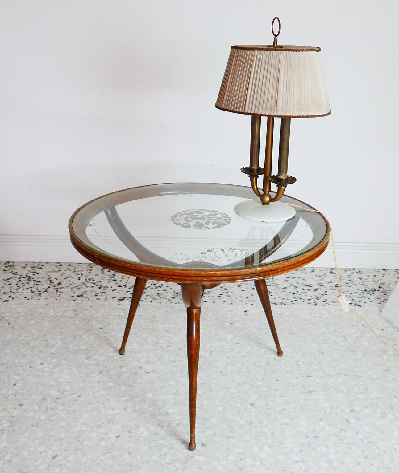 Mid-20th Century Mid-Century Modern Coffee Table in the Style of Carlo de Carli, Glass Top, 1950s