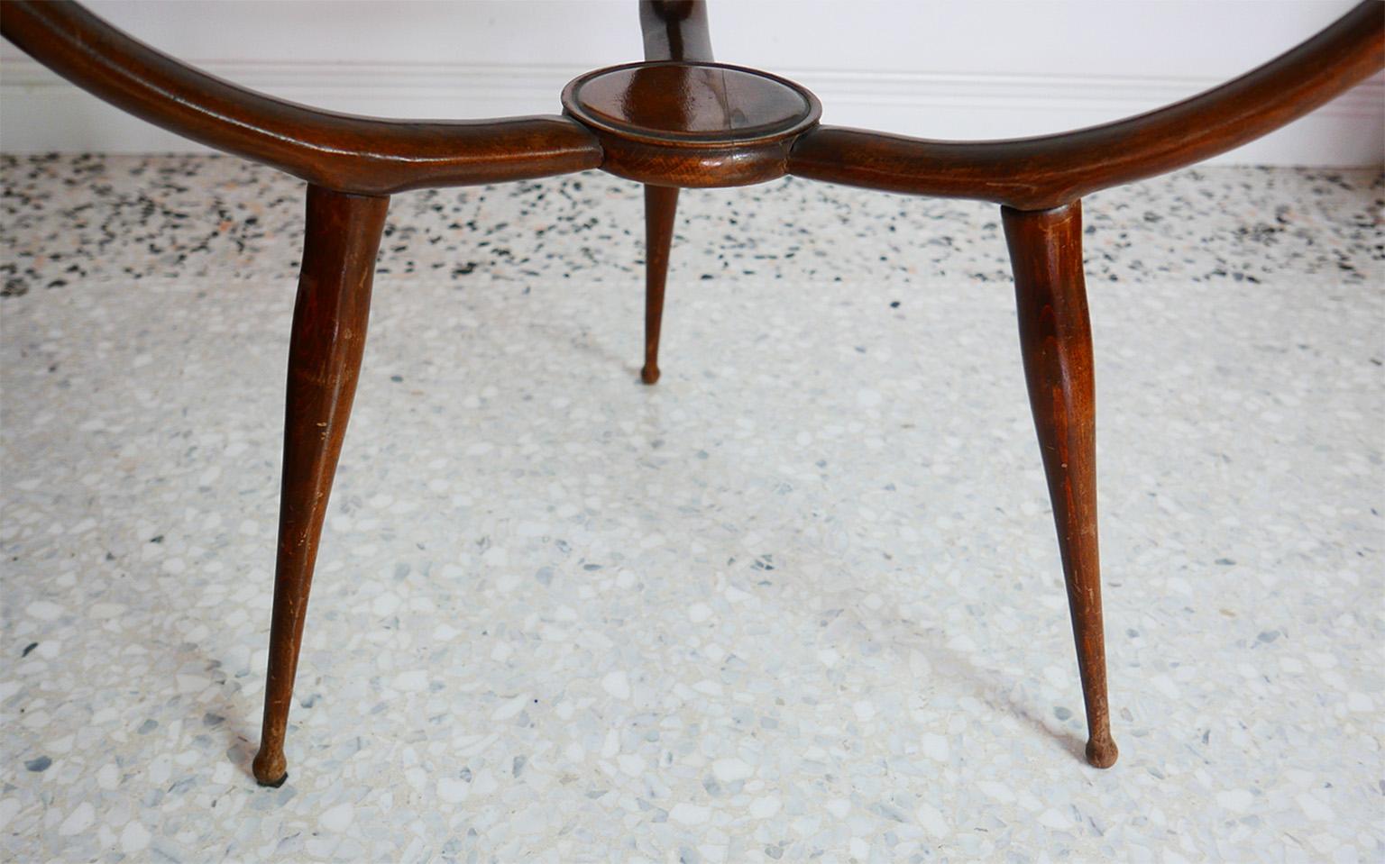 Mid-Century Modern Coffee Table in the Style of Carlo de Carli, Glass Top, 1950s 1