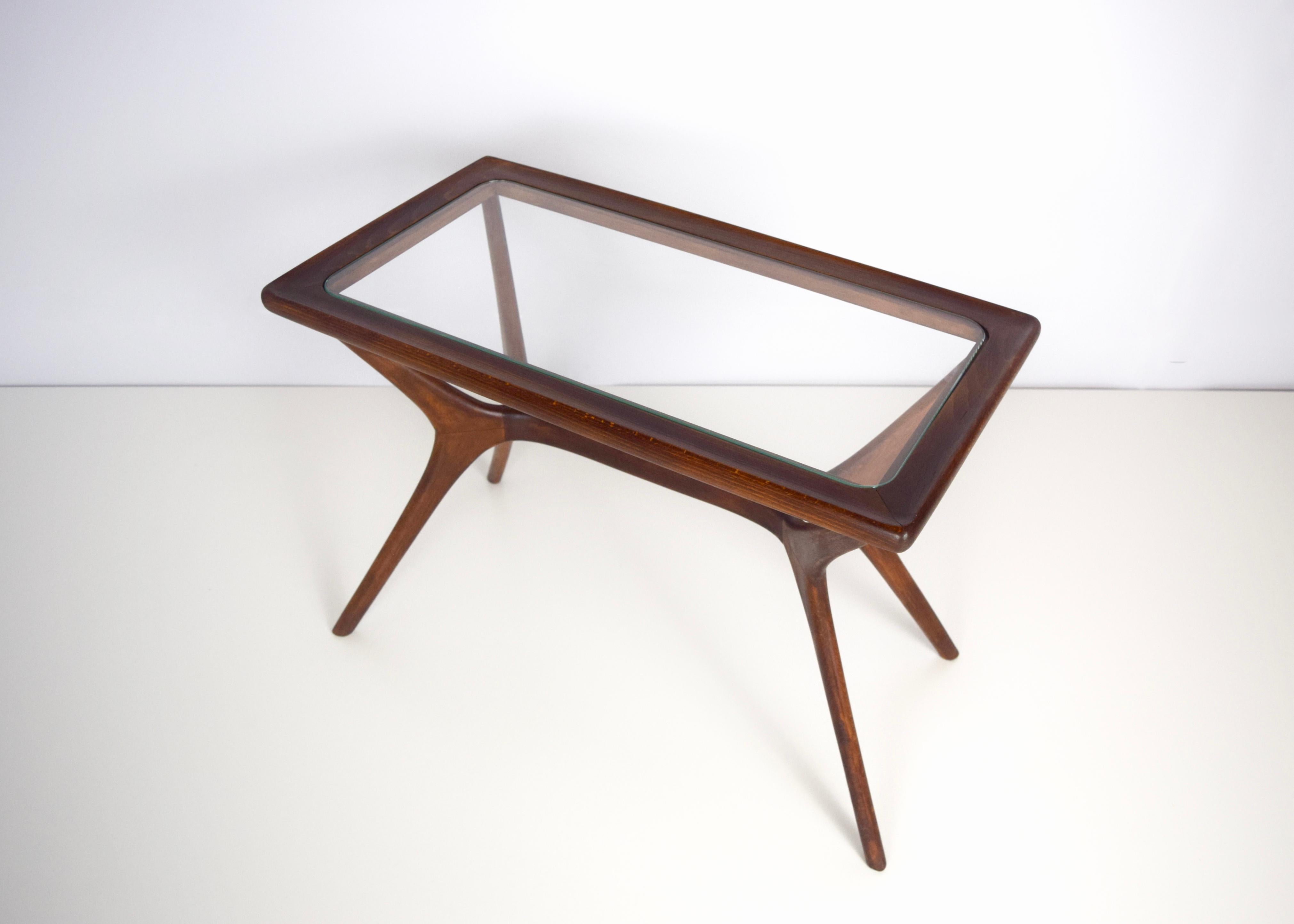 Mid-Century Modern Coffee Table in Wood and Glass, Italy, 1950s In Good Condition In Hellouw, NL