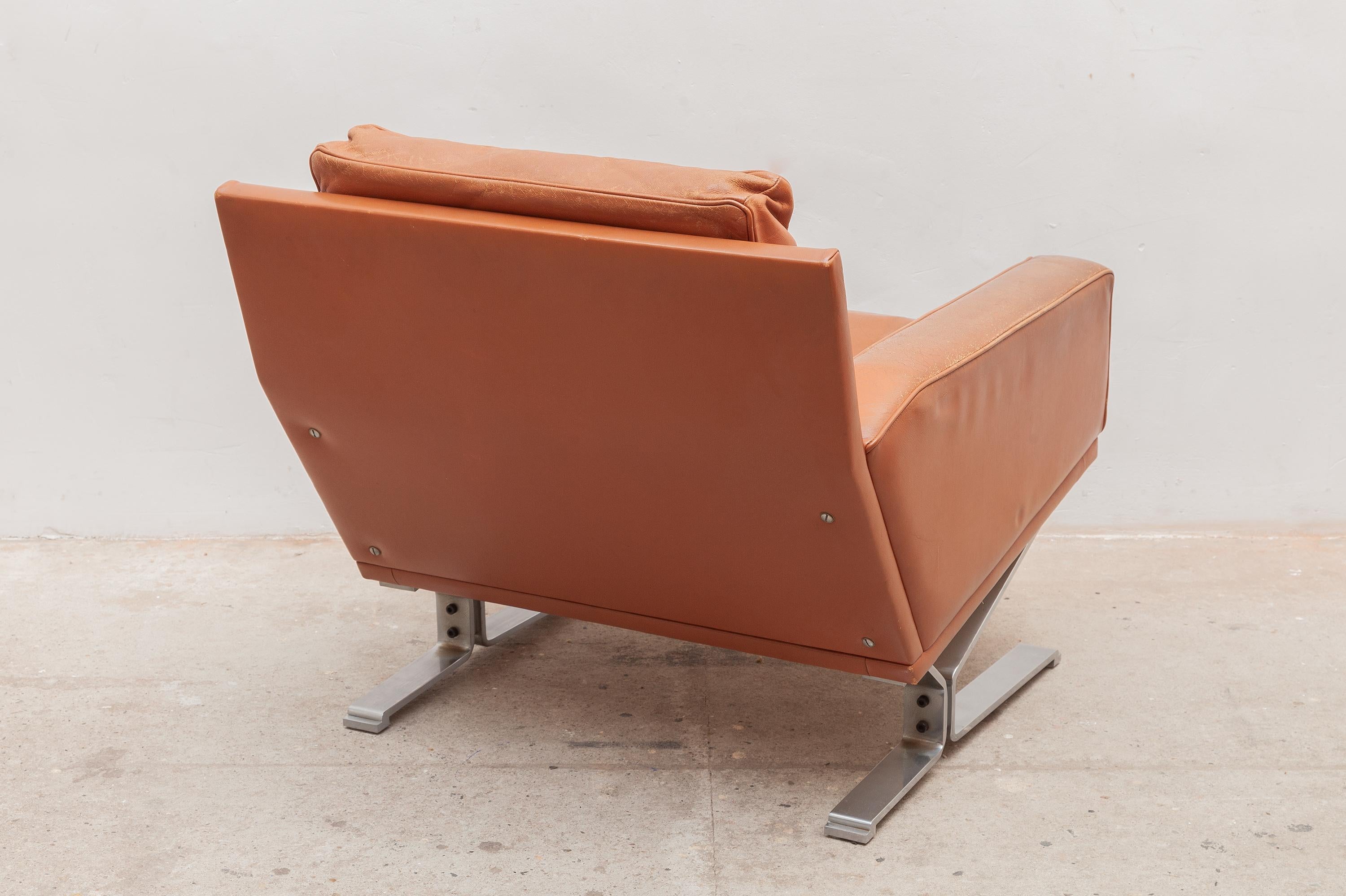 Mid-20th Century Mid-Century Modern Cognac Leather Club Chairs 1960s with a Nice Patina