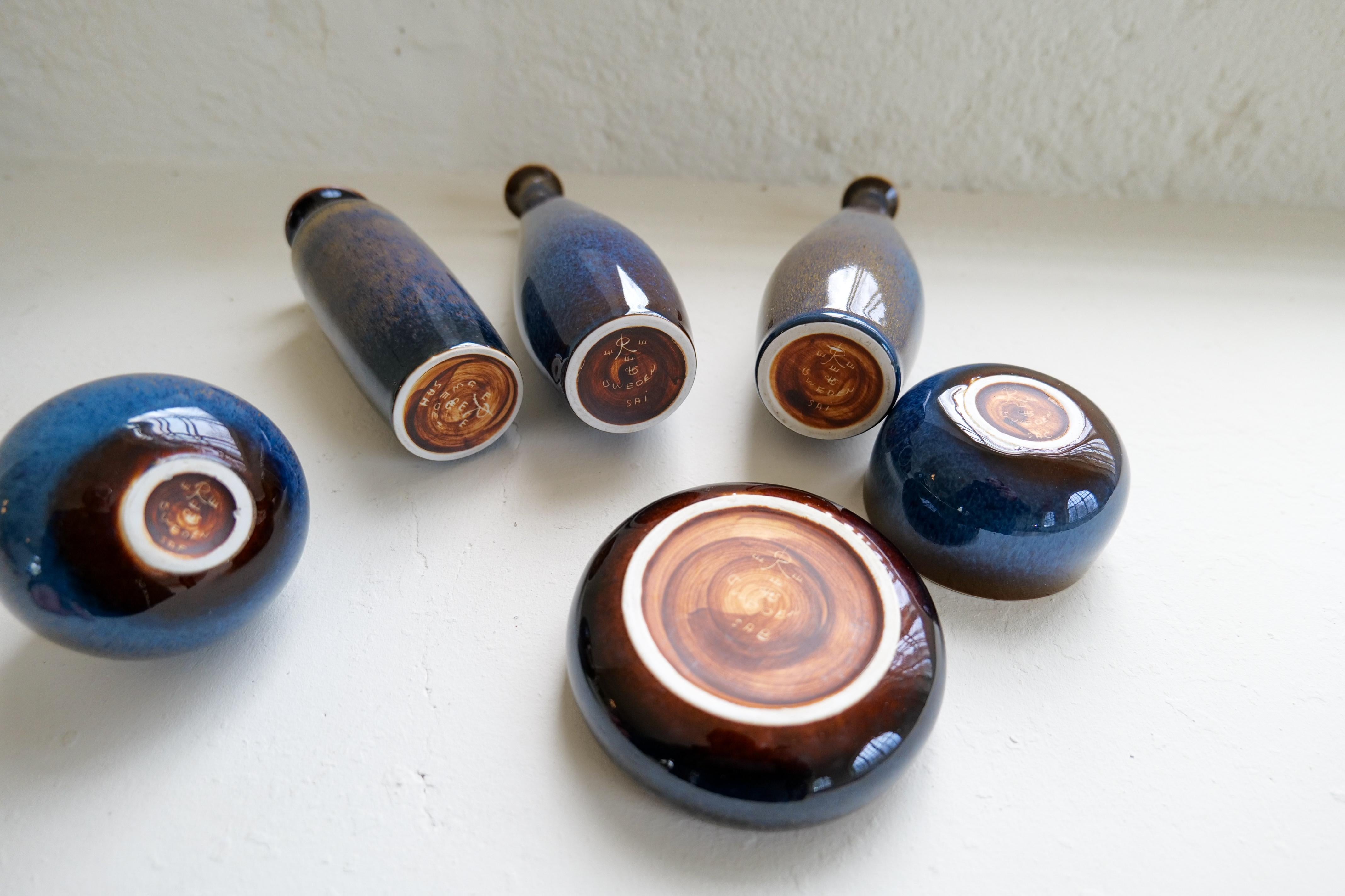 Midcentury Modern Collection of 6 Vessels Carl Harry Stålhane Rörstrand Sweden For Sale 7