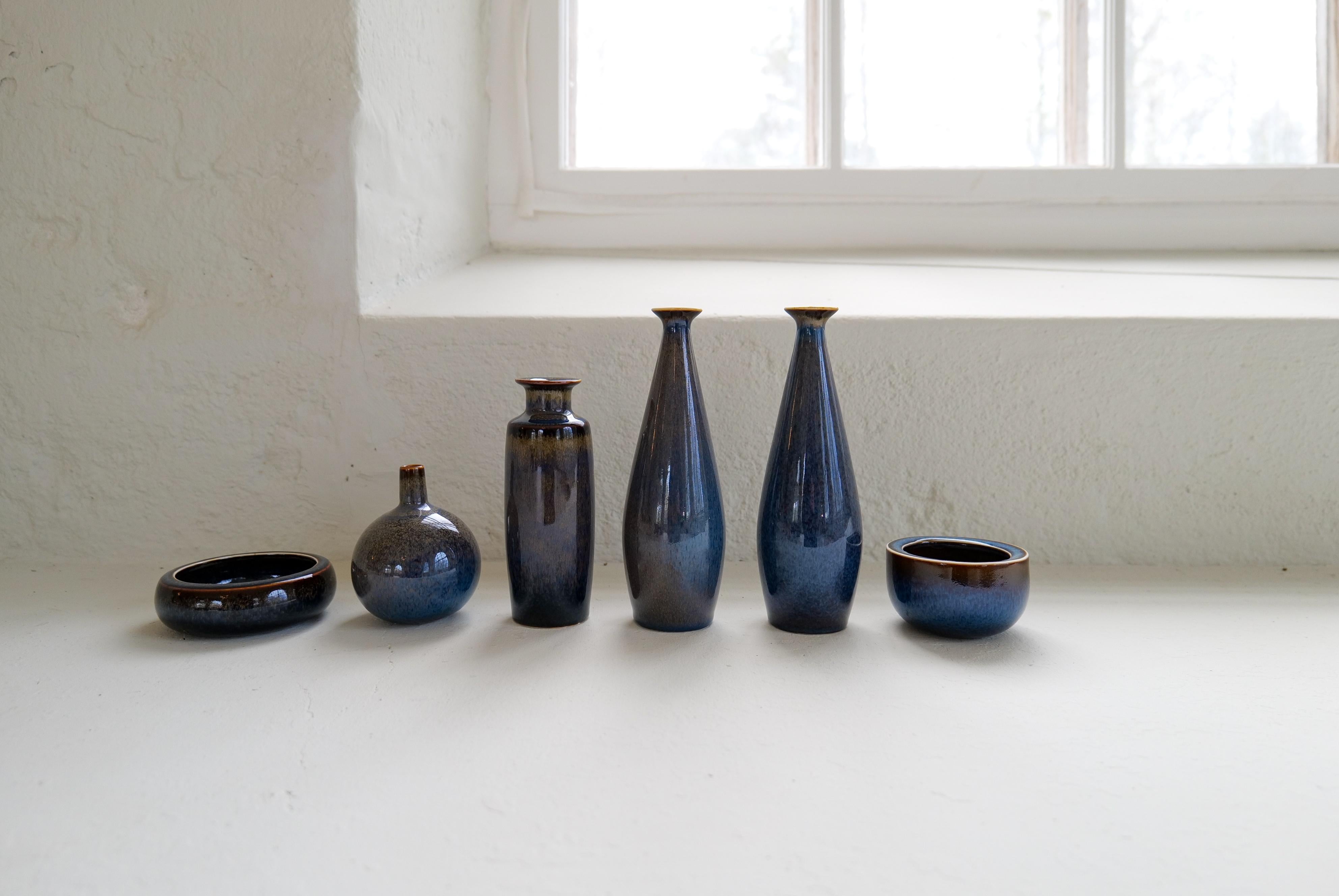 Ceramic Midcentury Modern Collection of 6 Vessels Carl Harry Stålhane Rörstrand Sweden For Sale