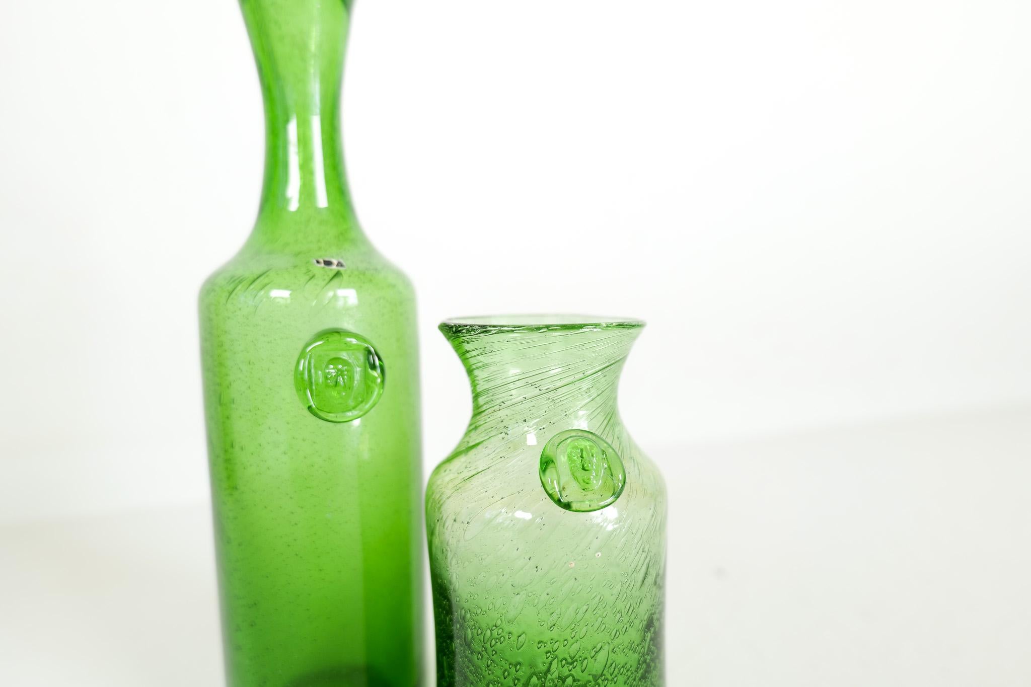 Midcentury Modern Collection of Six Green Vases by Erik Hoglund, Sweden, 1960s For Sale 1