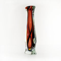 Midcentury Modern Colored Murano Glass Flower Vase, 1950s