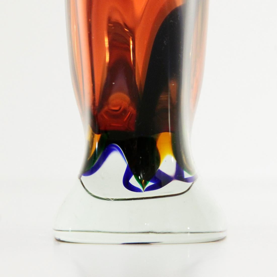 Midcentury Modern Colored Murano Glass Flower Vase, 1950s For Sale 1