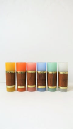 Mid-Century Modern Colorful Highball Cocktail Glasses, circa 1960s